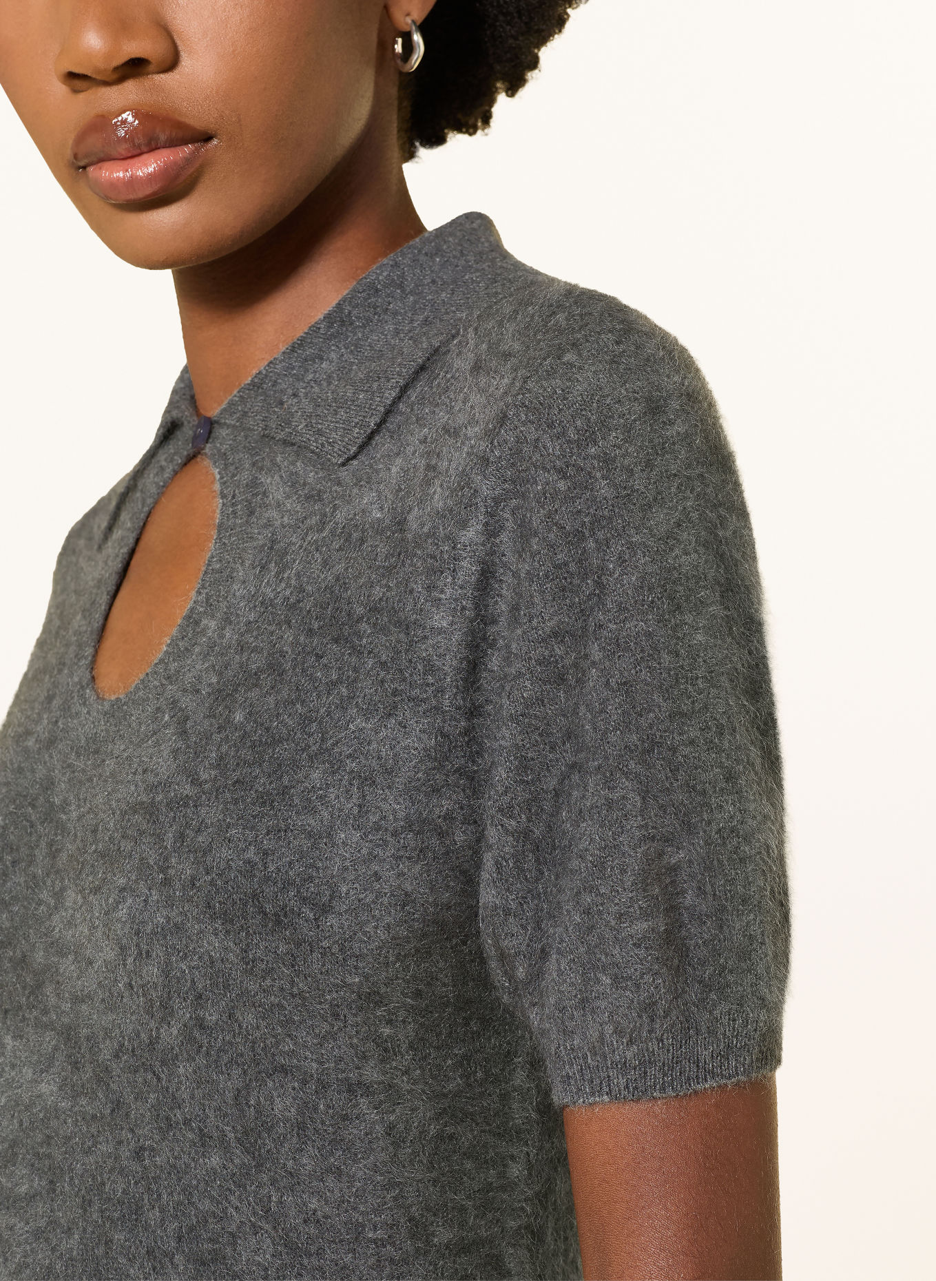 BY MALENE BIRGER TALALLIA Knit Cashmere Polo Shirt: GRAY
