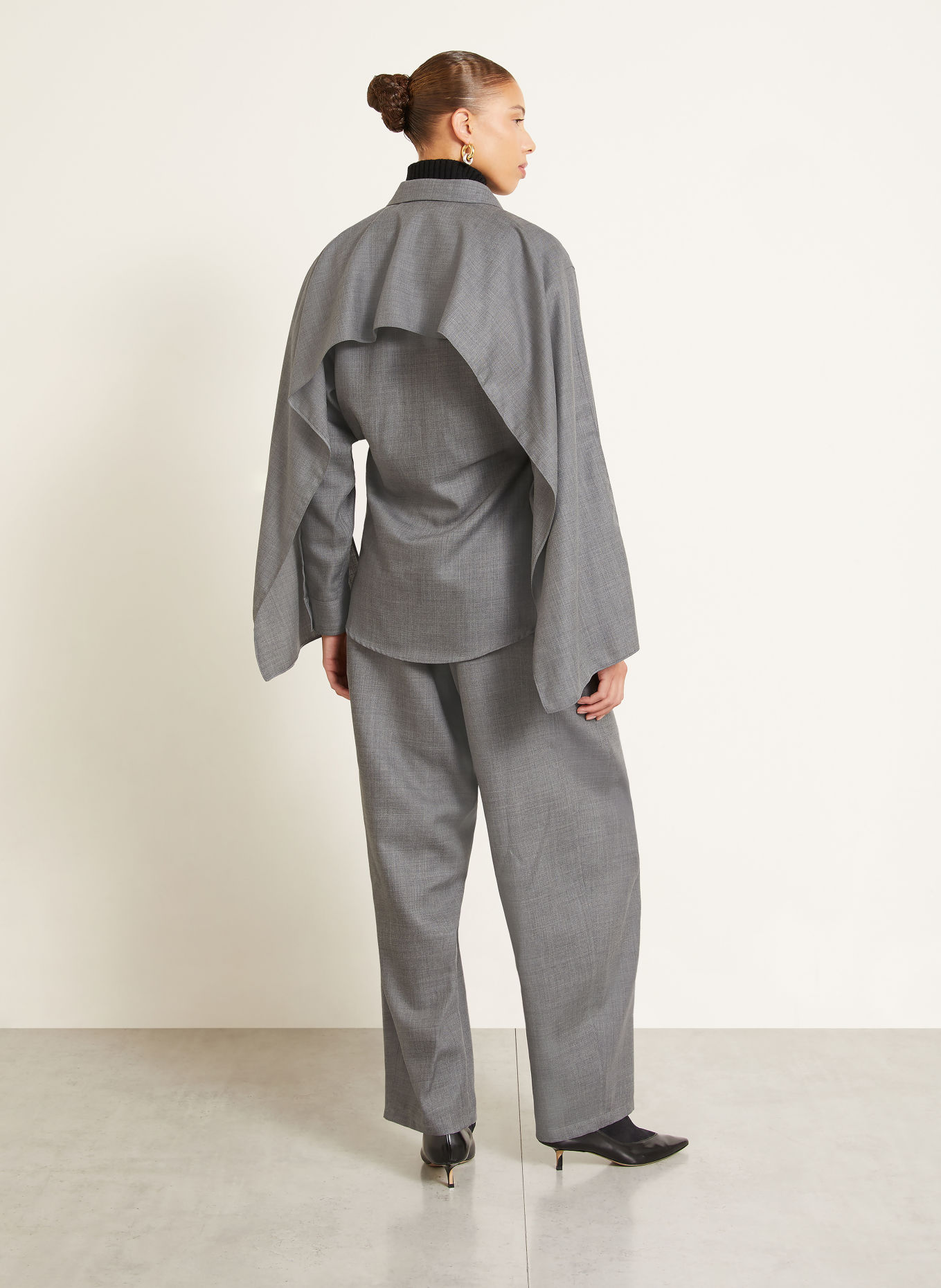 DARKPARK ANNE Shirt blouse with Bow: DARK GRAY