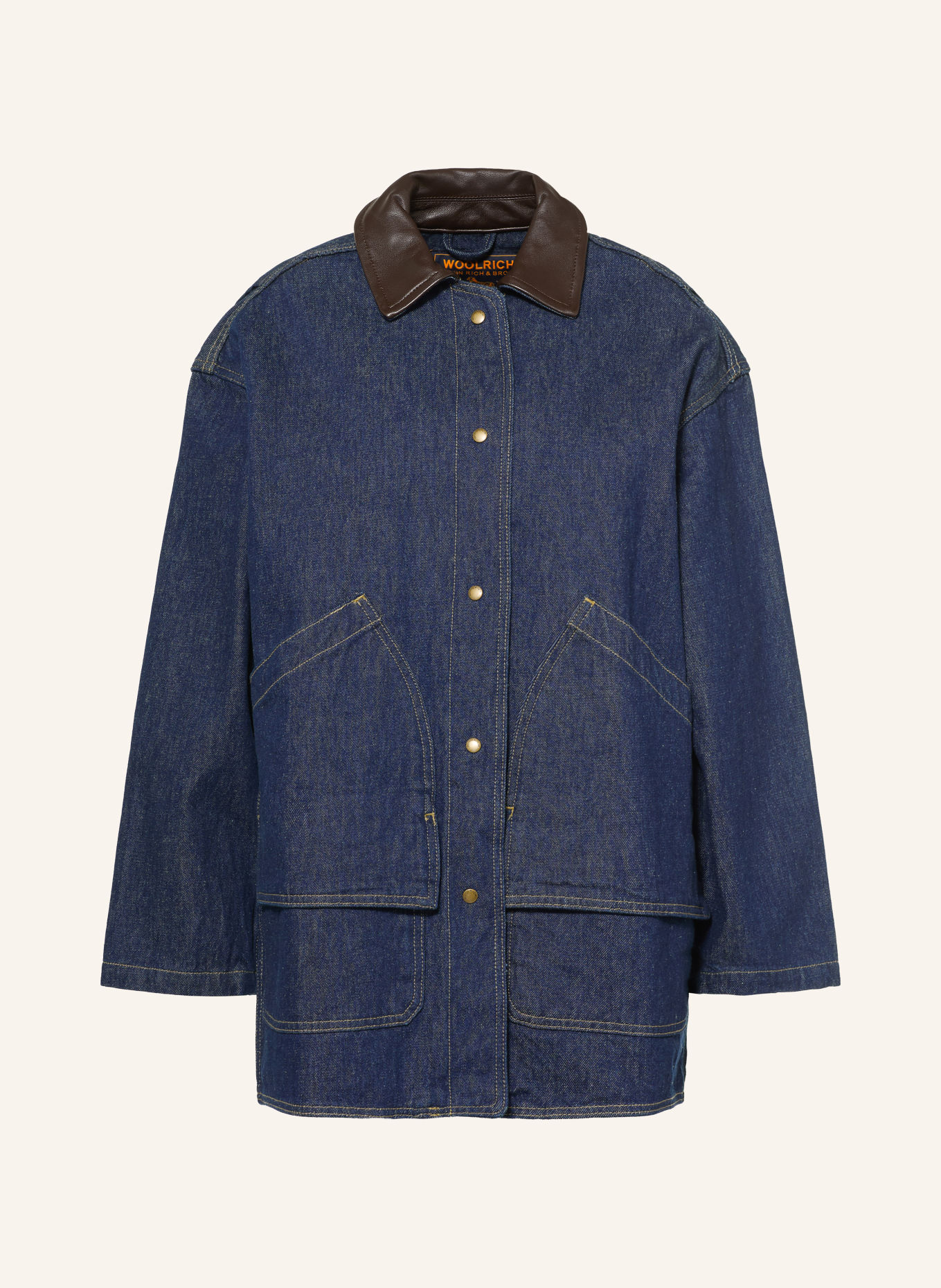 WOOLRICH Jeansjacke mit Leder: 3013 DARK INDIGO