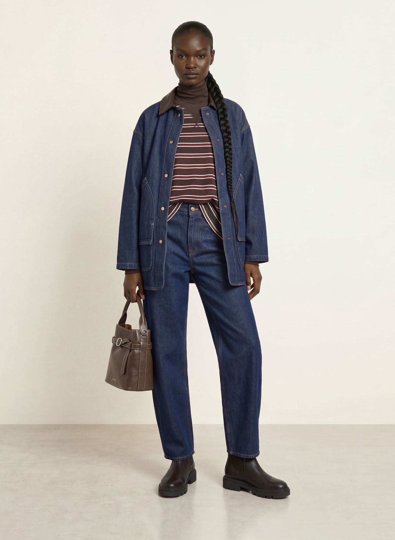 WOOLRICH Jeansjacke mit Leder: 3013 DARK INDIGO