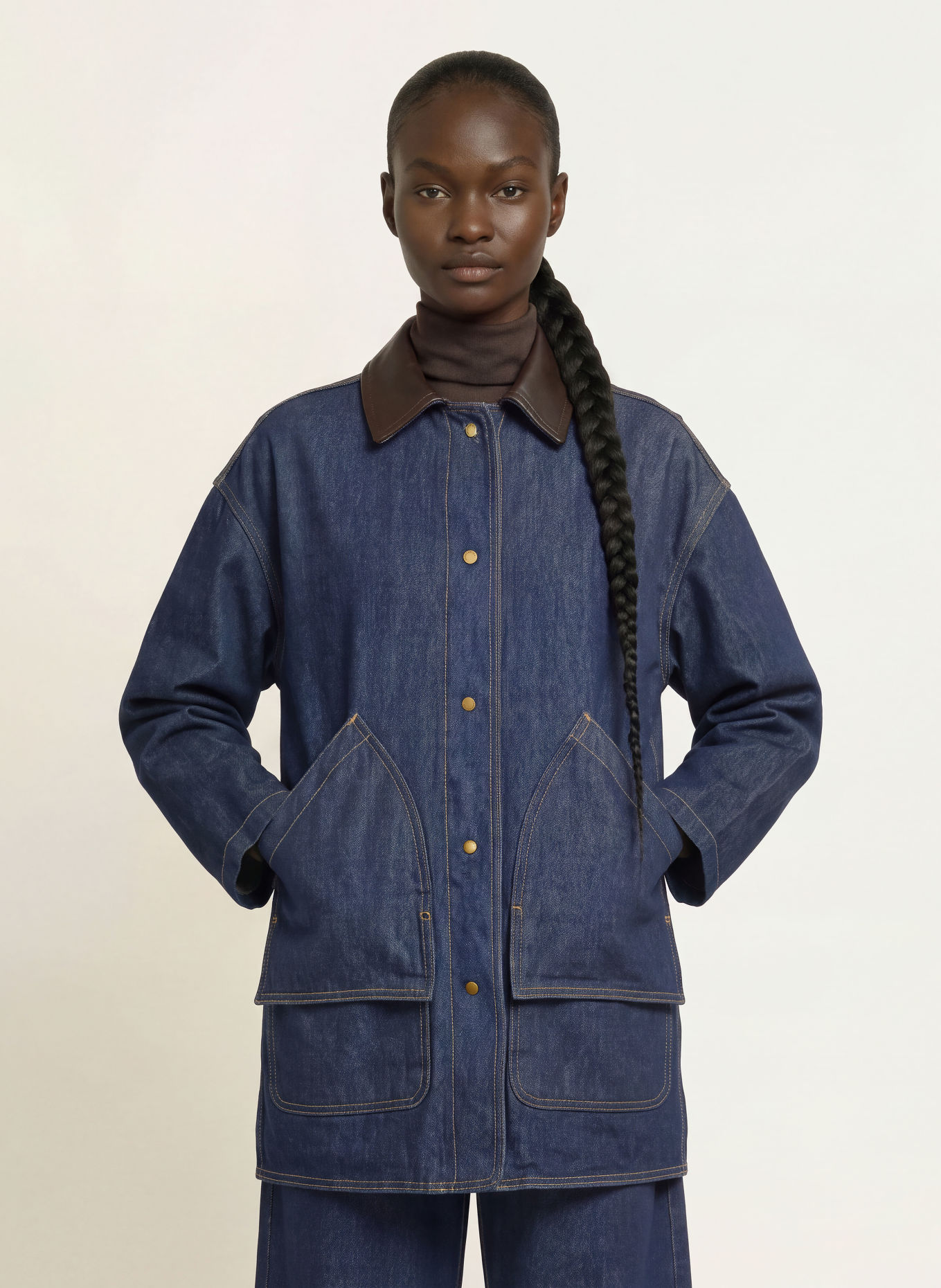 WOOLRICH Jeansjacke mit Leder: 3013 DARK INDIGO