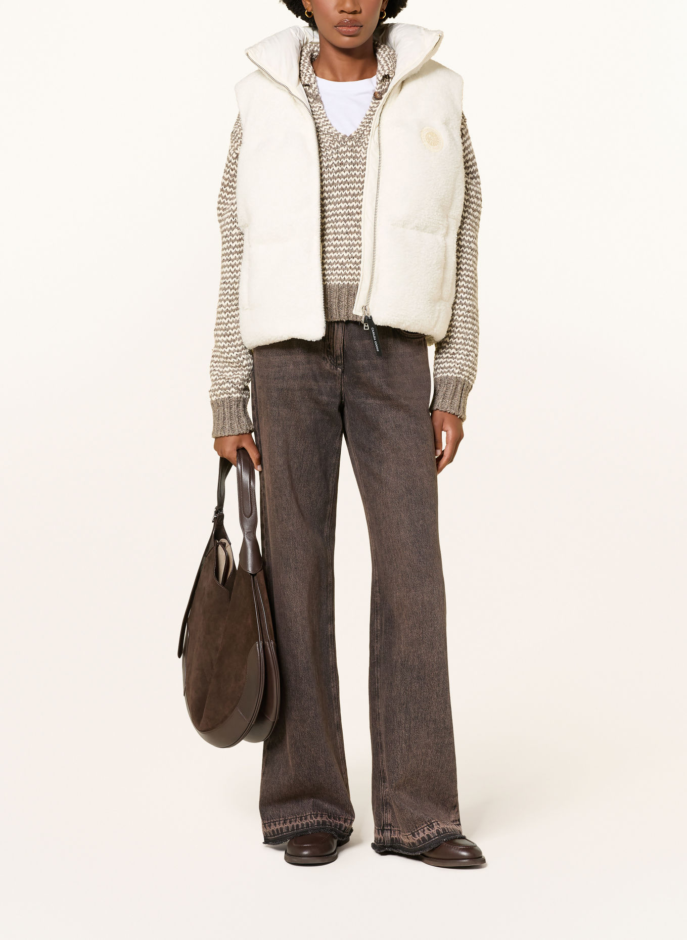 CANADA GOOSE Daunenweste FALLON aus Teddyfell: WEISS