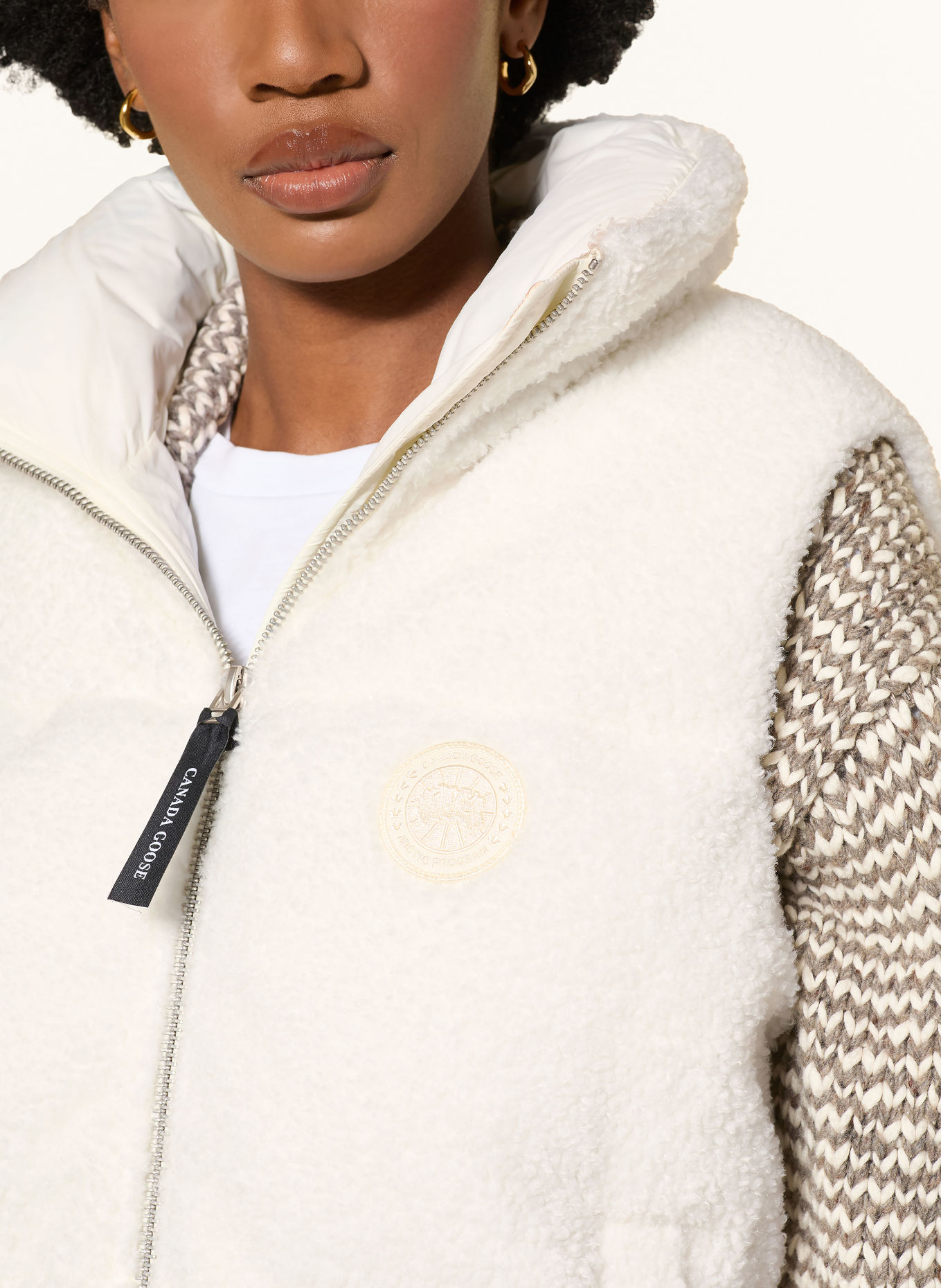 CANADA GOOSE Daunenweste FALLON aus Teddyfell: WEISS