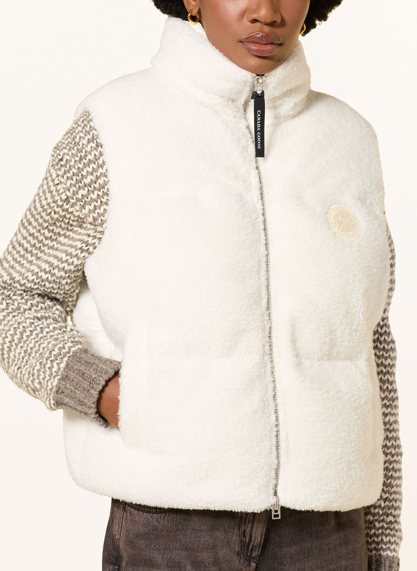 CANADA GOOSE Daunenweste FALLON aus Teddyfell: WEISS