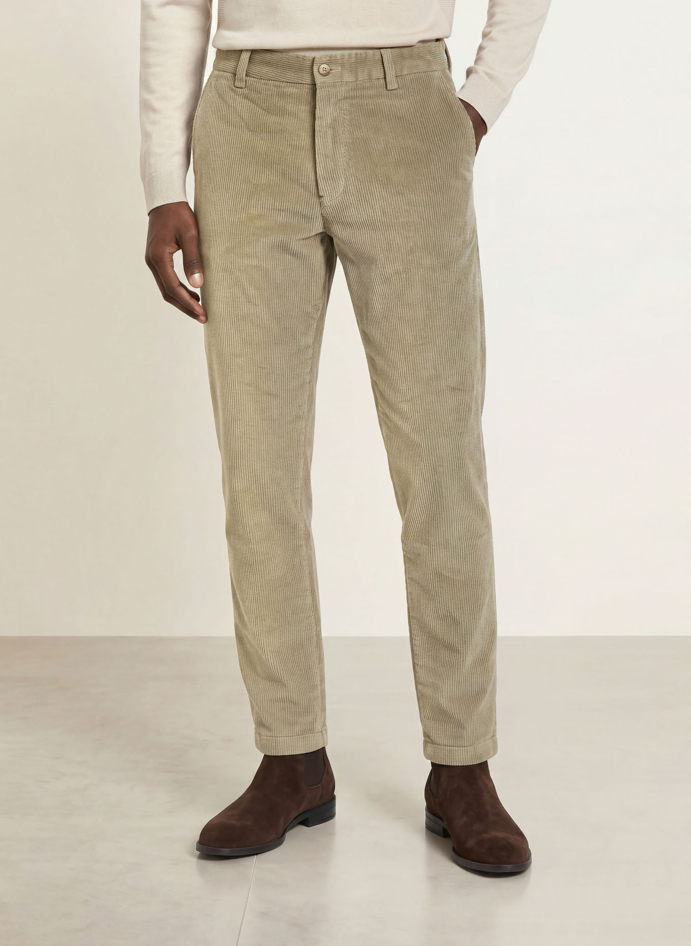 BOSS KANE Cord Pants, Extra Slim Fit: LIGHT BROWN