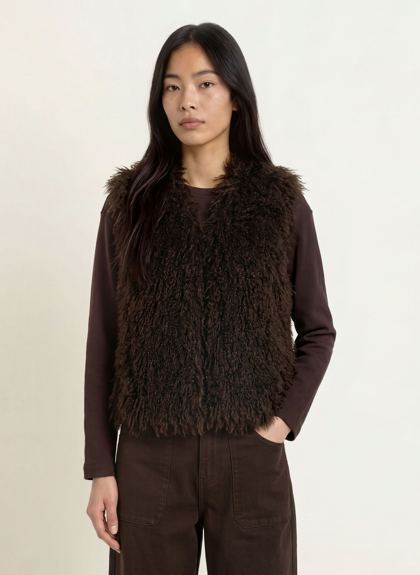 Smith & Soul Kunstfell-Weste: DUNKELBRAUN