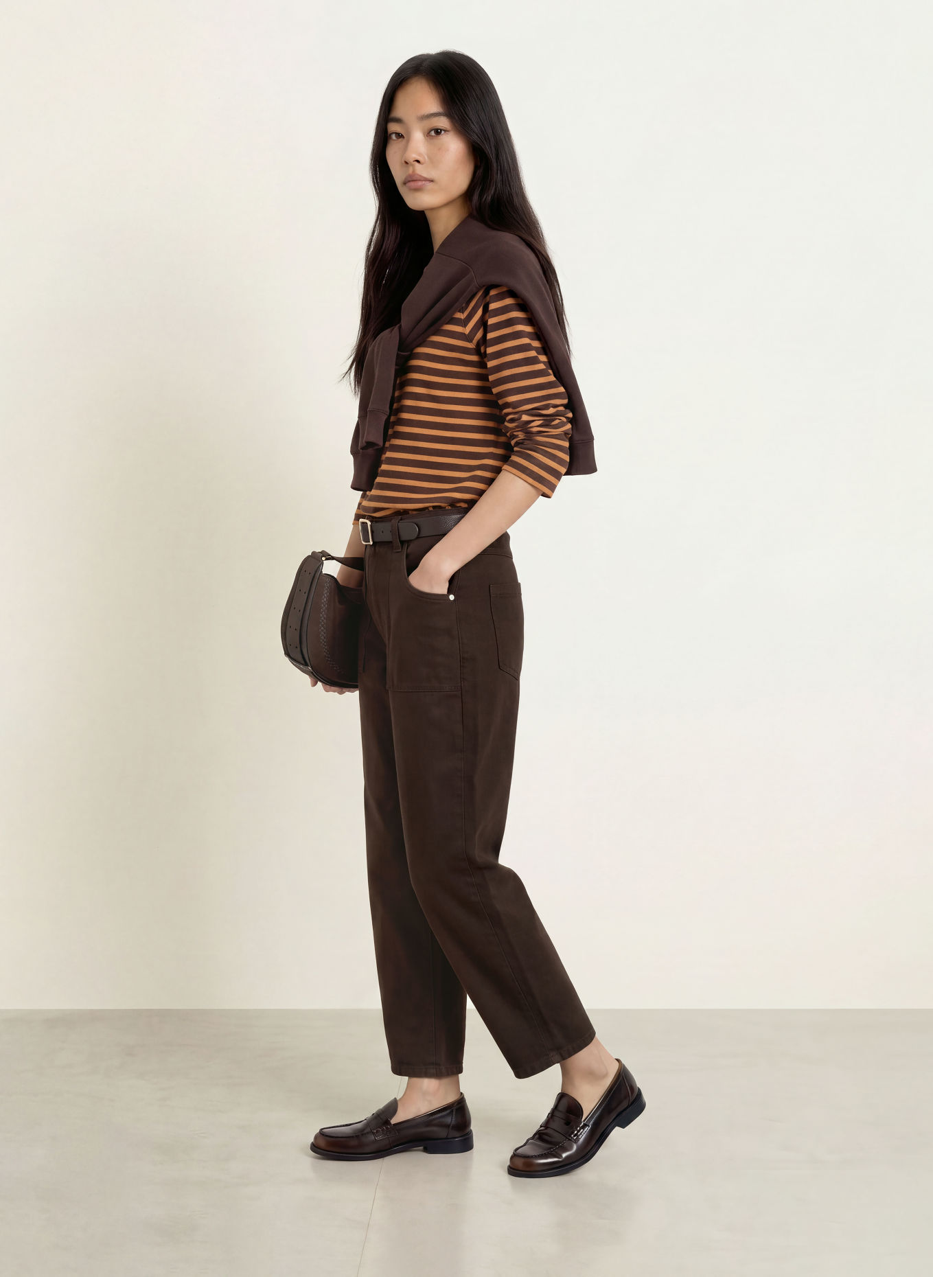 Smith & Soul Long-sleeve shirt: DARK BROWN / COGNAC