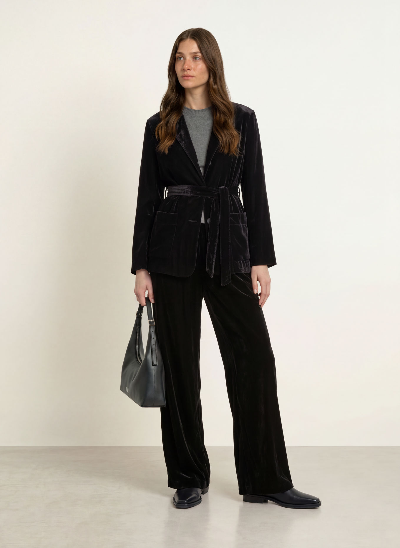 WEEKEND Max Mara Marlenehose EDRO aus Samt: SCHWARZ