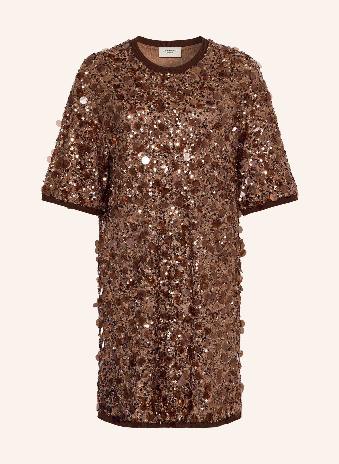 WEEKEND Max Mara EBURNEA Dress with Sequins: BROWN
