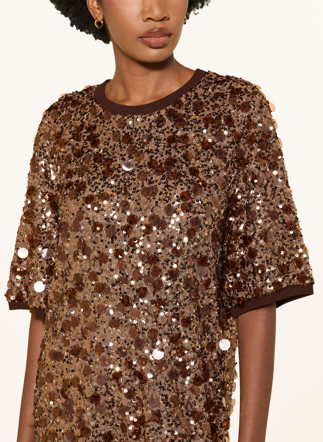 WEEKEND Max Mara EBURNEA Dress with Sequins: BROWN