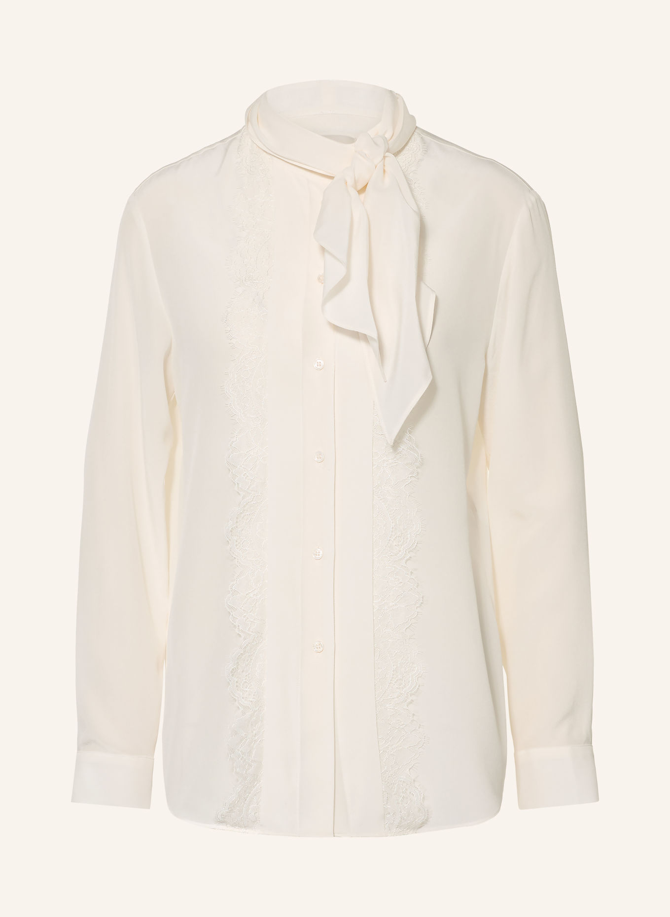 WEEKEND Max Mara Blouse en soie LEGUME avec nœud amovible et dentelle: ÉCRU
