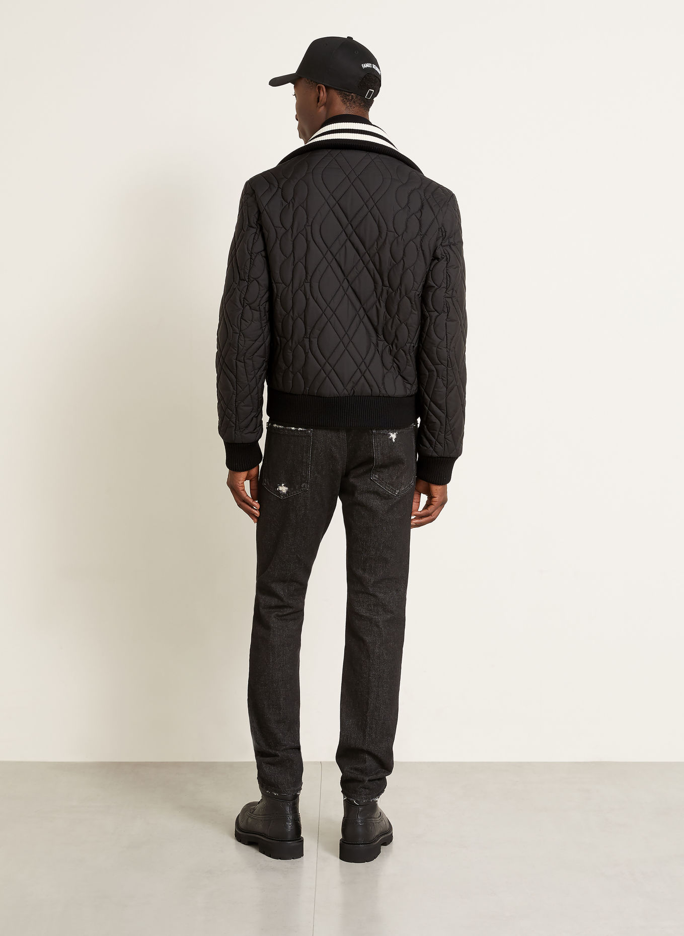 DSQUARED2 Prošívaná bunda: ČERNÁ / ČERNOŠEDÁ / BÍLÁ