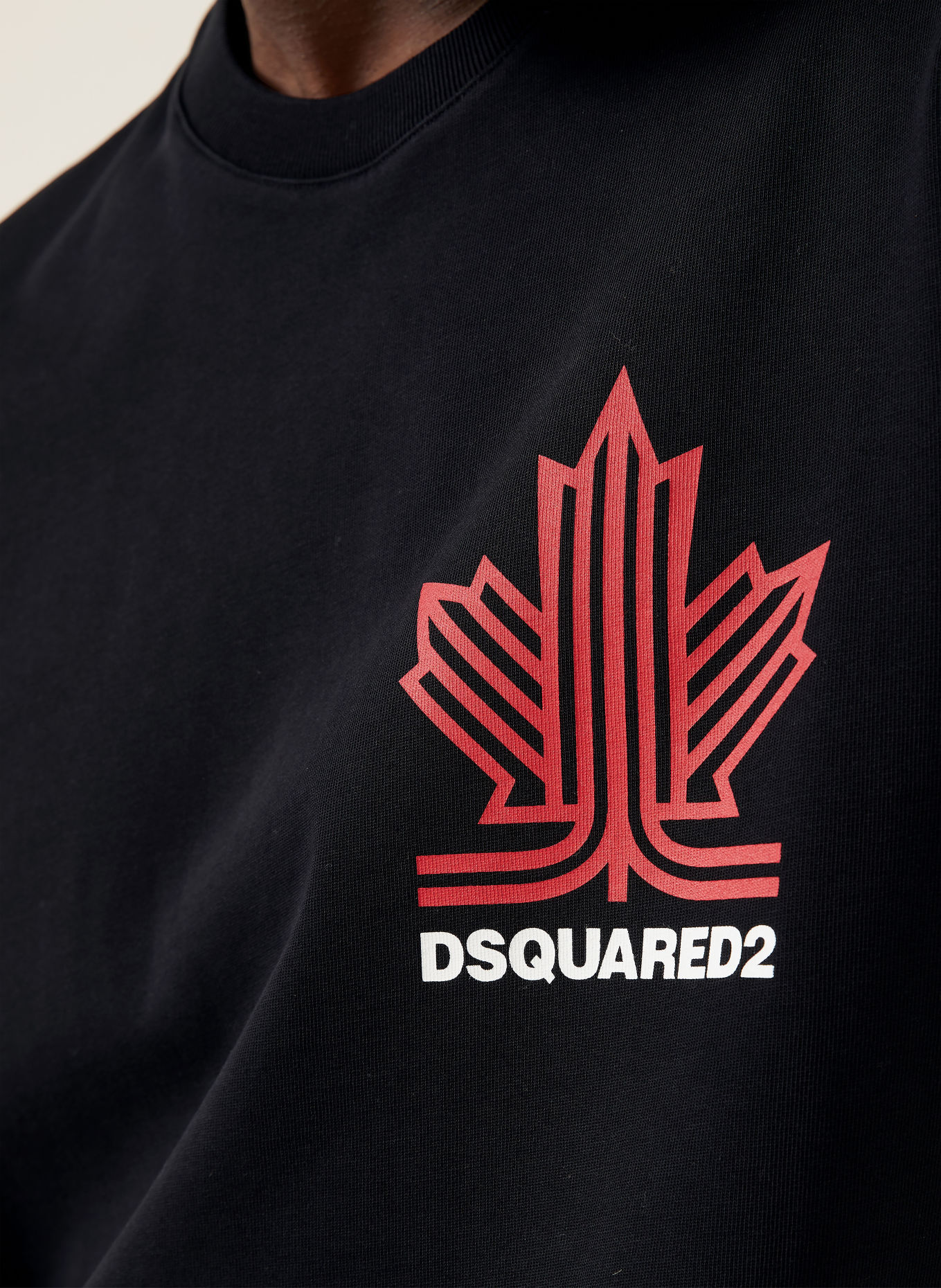 DSQUARED2 Tričko: ČERNÁ / TMAVĚ ČERVENÁ / BÍLÁ