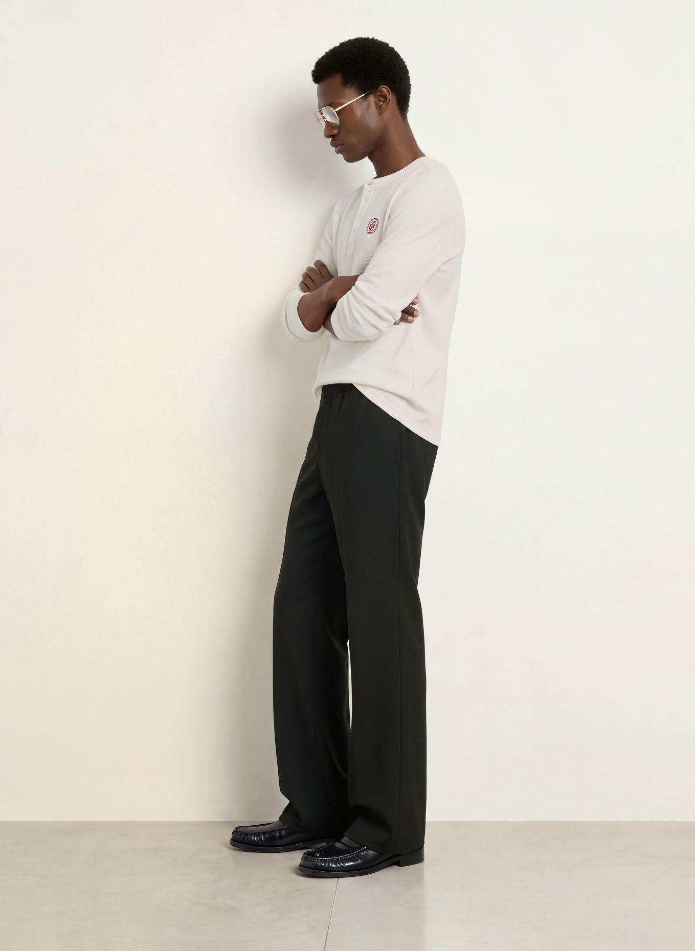 DRÔLE DE MONSIEUR Longsleeve: WIT / DONKERROOD