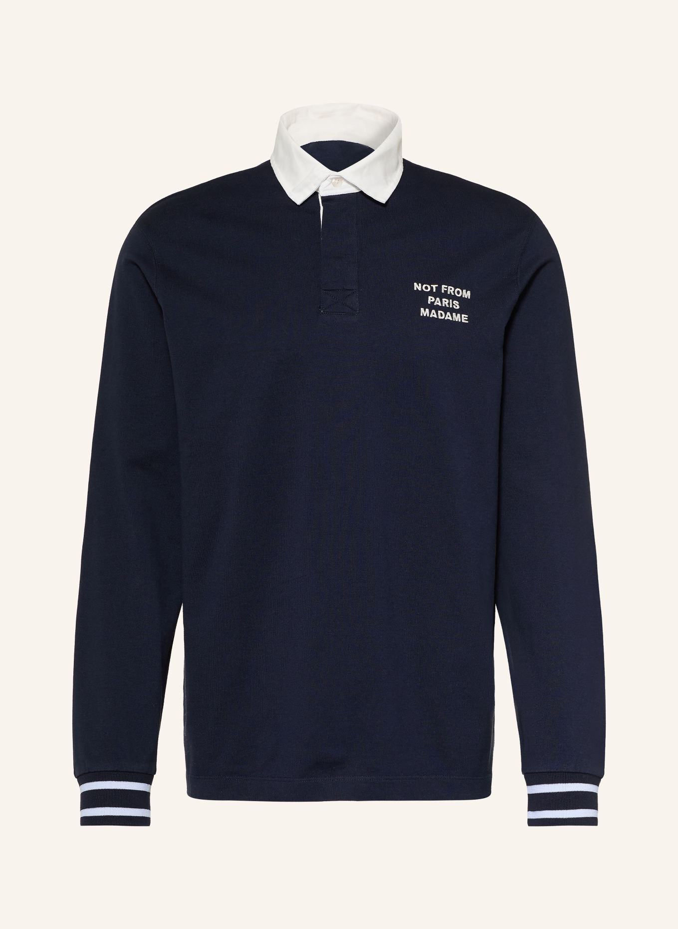 DRÔLE DE MONSIEUR Jersey-poloshirt: DONKERBLAUW / WIT