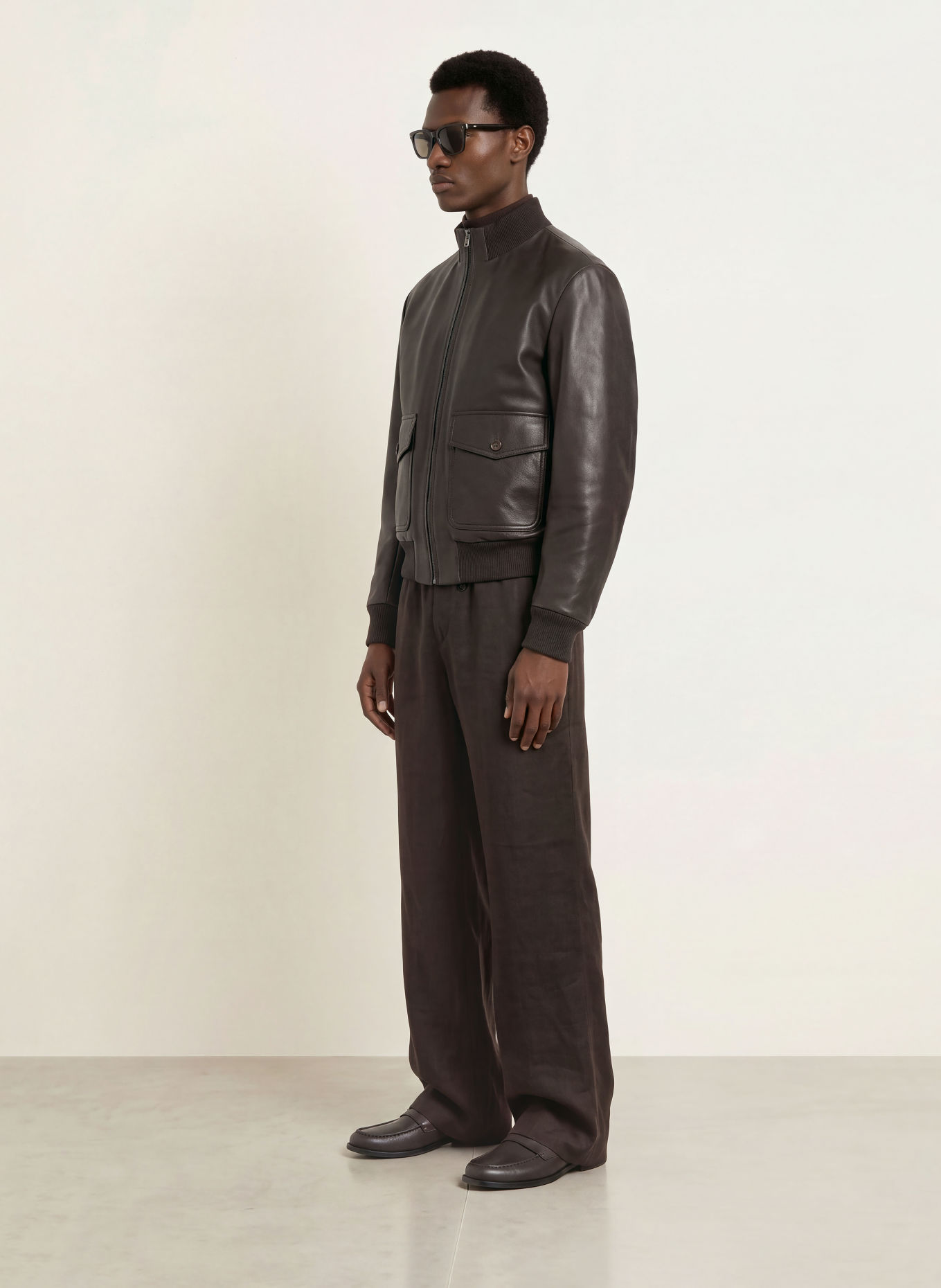 BOSS Lederblouson MASON: DUNKELBRAUN
