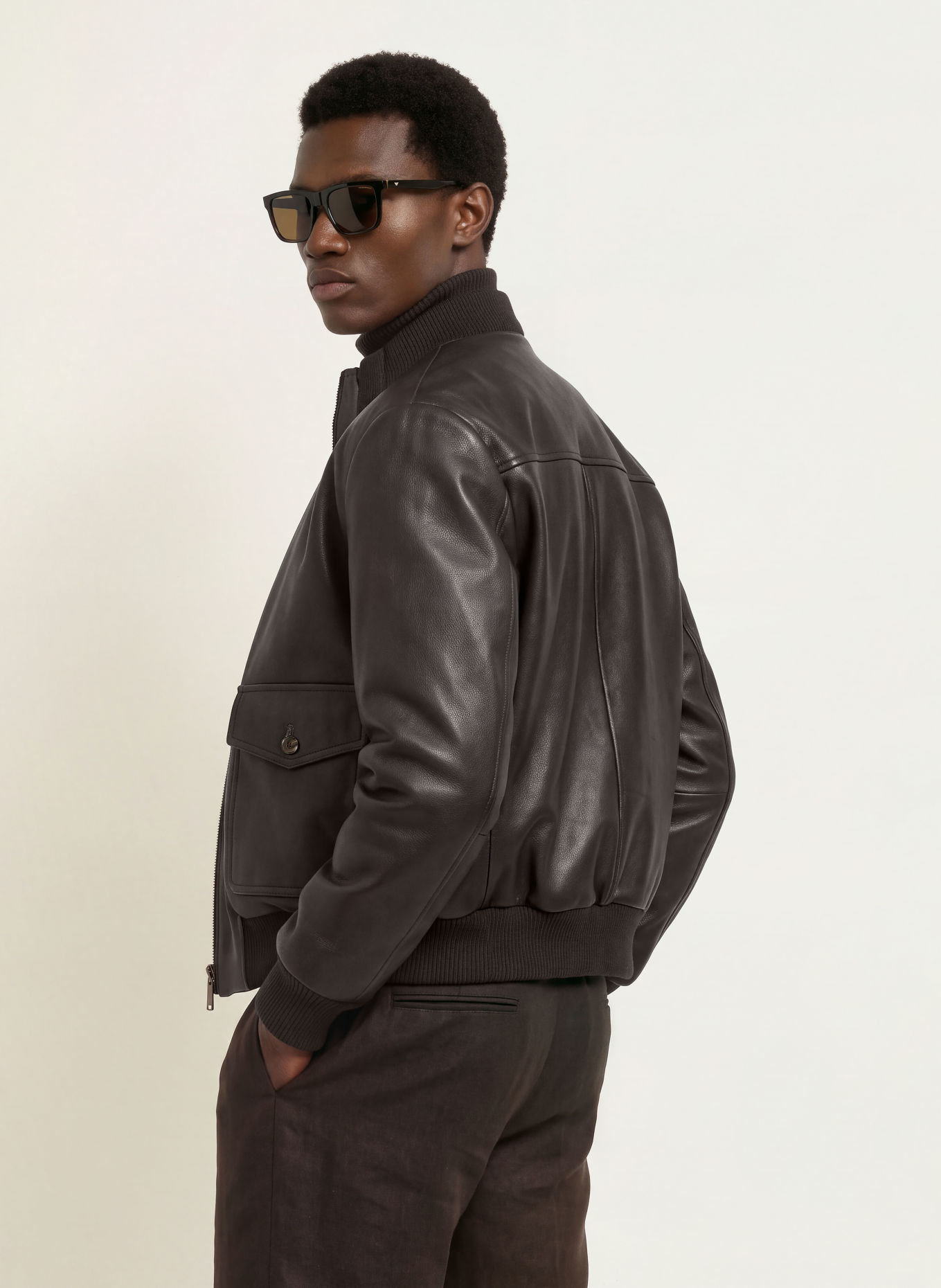 BOSS Lederblouson MASON: DUNKELBRAUN
