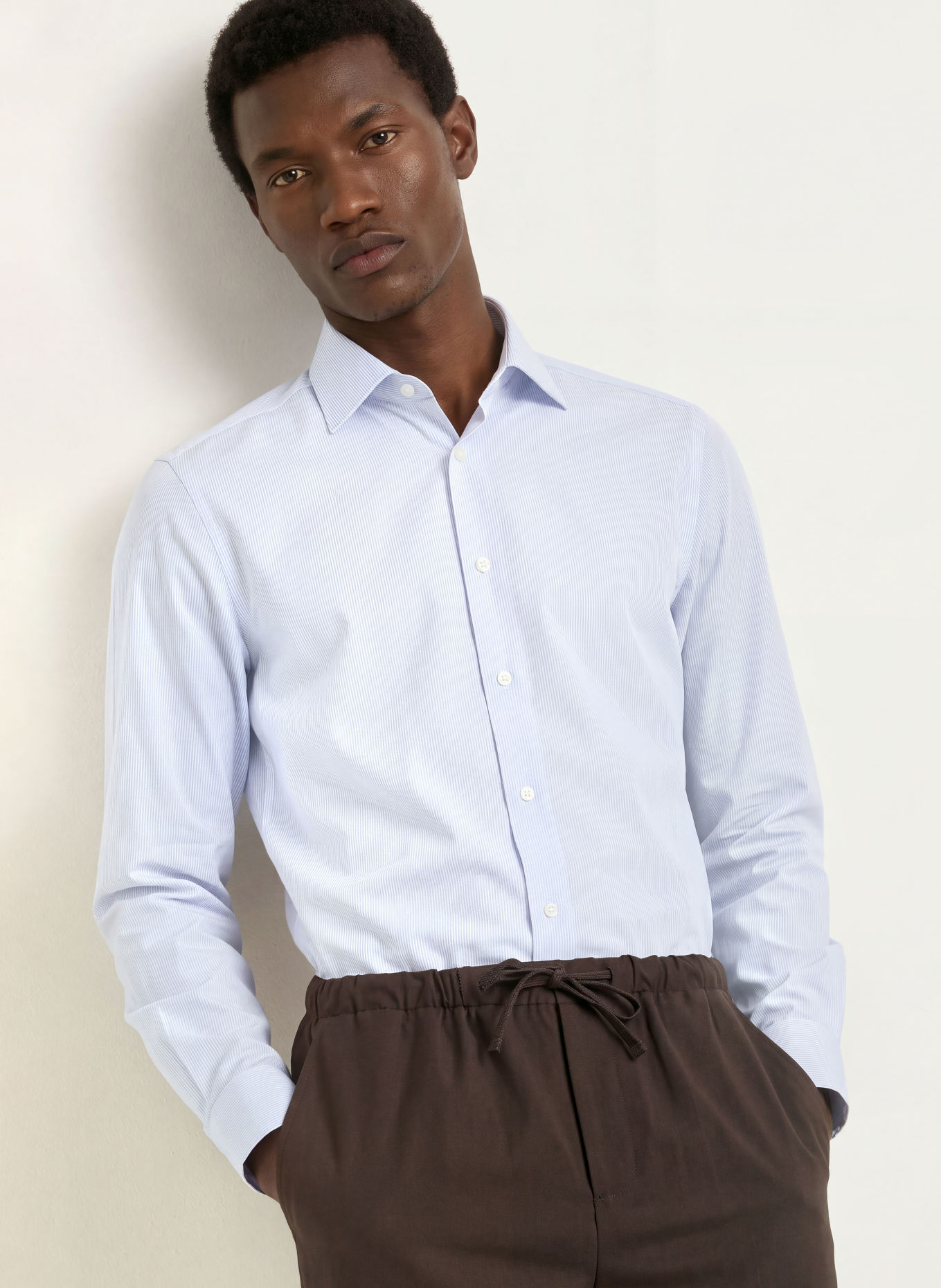 BOSS Overhemd DAVID Regular Fit met extra lange mouwen: BLAUW / WIT