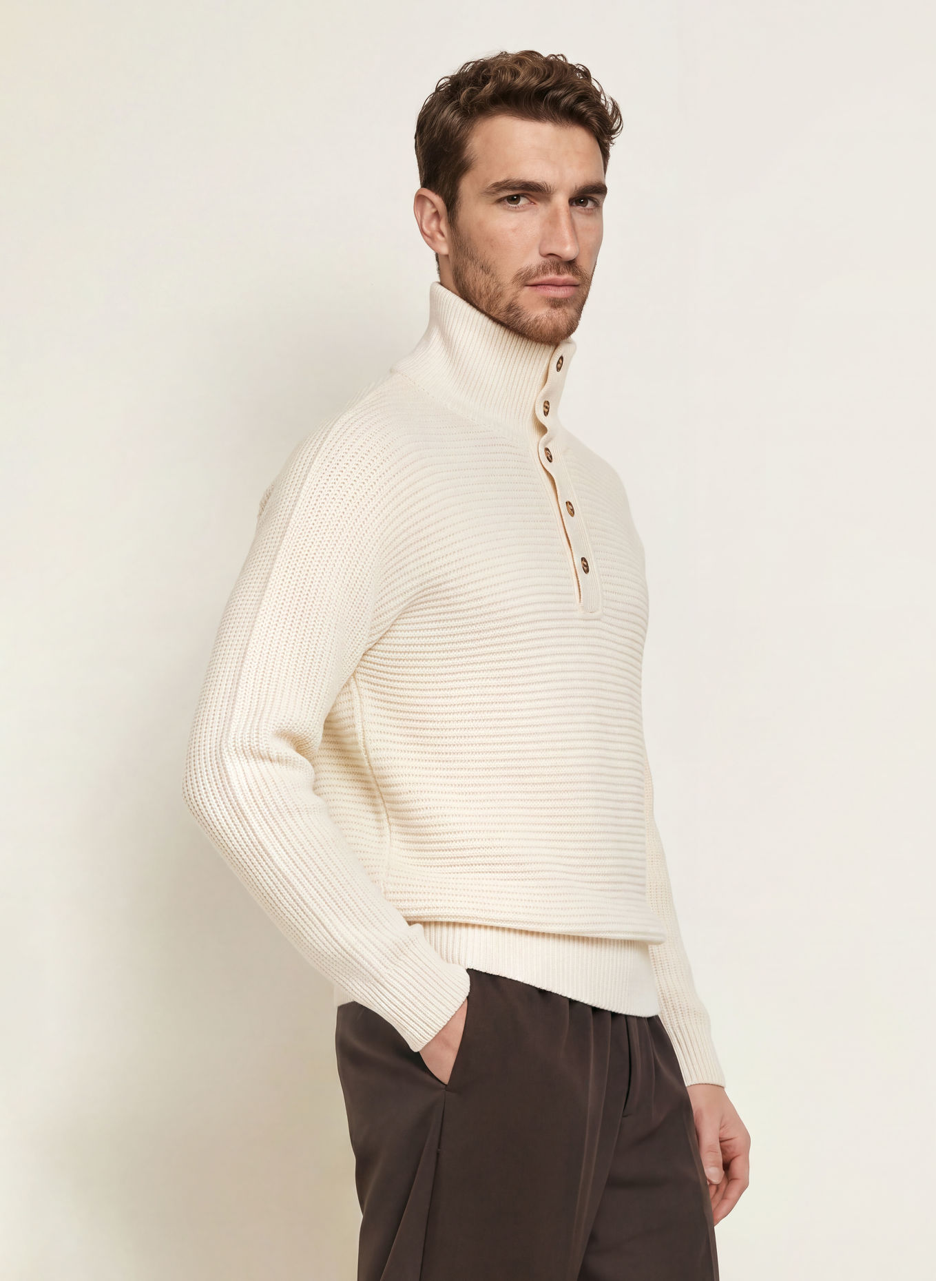 BOSS Half-zip sweater FRANCO: ECRU