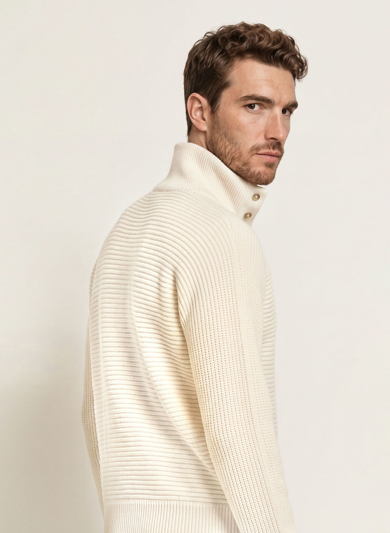 BOSS Half-zip sweater FRANCO: ECRU