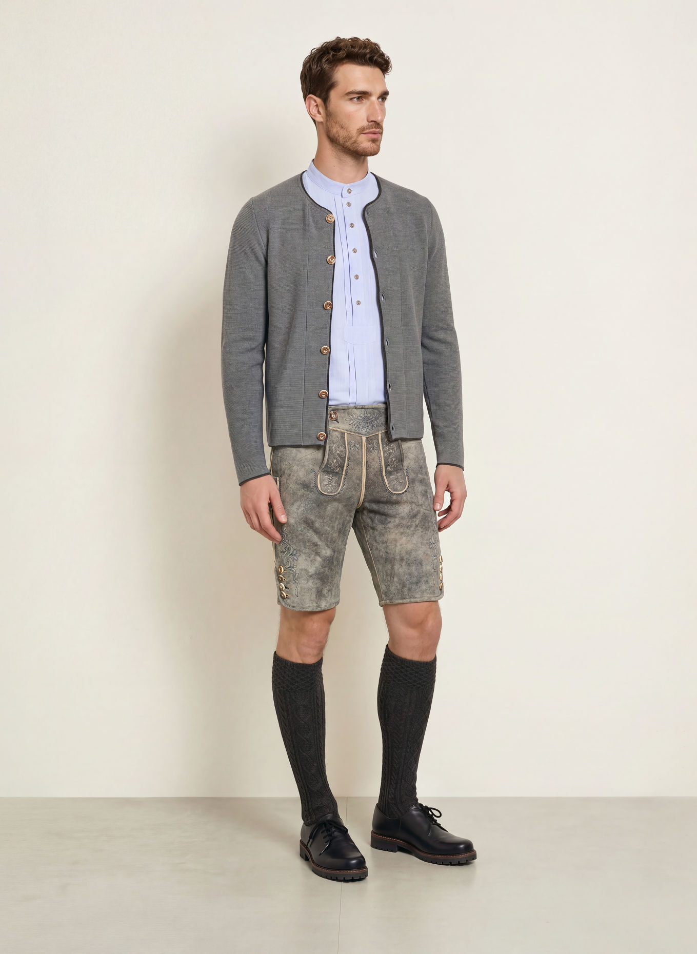 BECKERT Traditionele lederhose CHAMPION: BLAUW / CRÈME