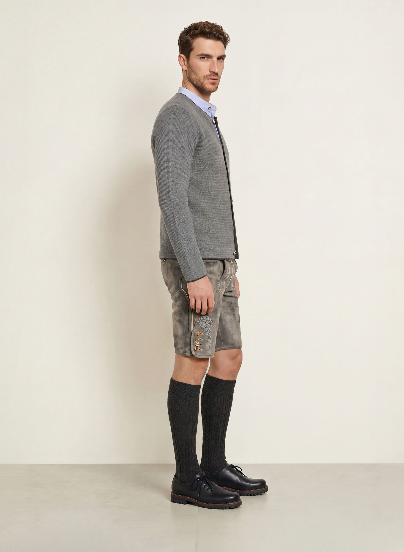 BECKERT Traditionele lederhose CHAMPION: BLAUW / CRÈME