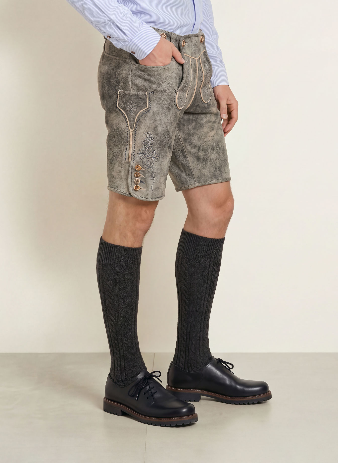 BECKERT Traditionele lederhose CHAMPION: BLAUW / CRÈME
