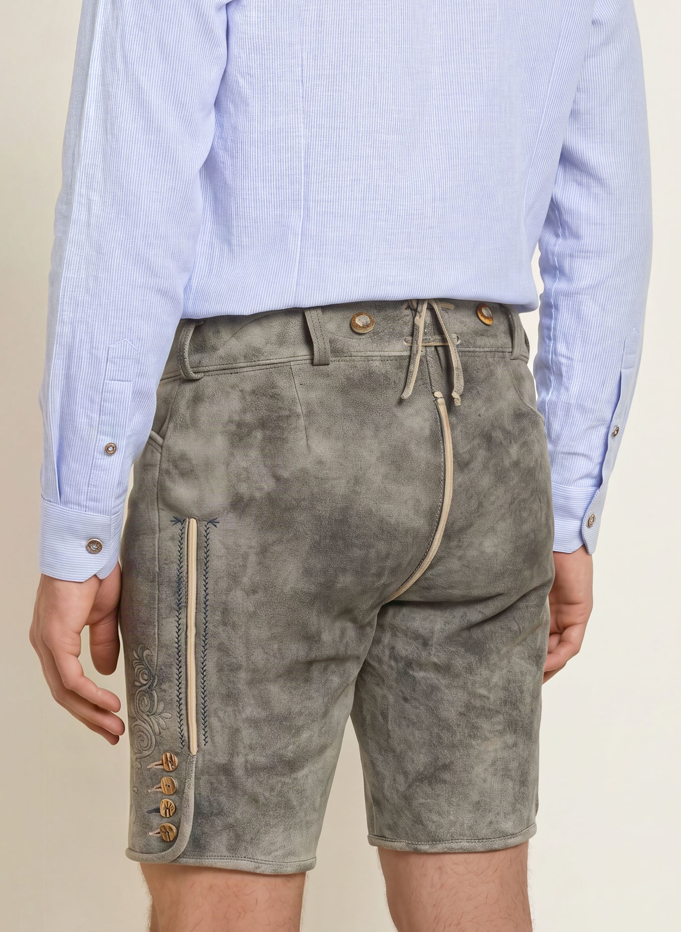 BECKERT Traditionele lederhose CHAMPION: BLAUW / CRÈME