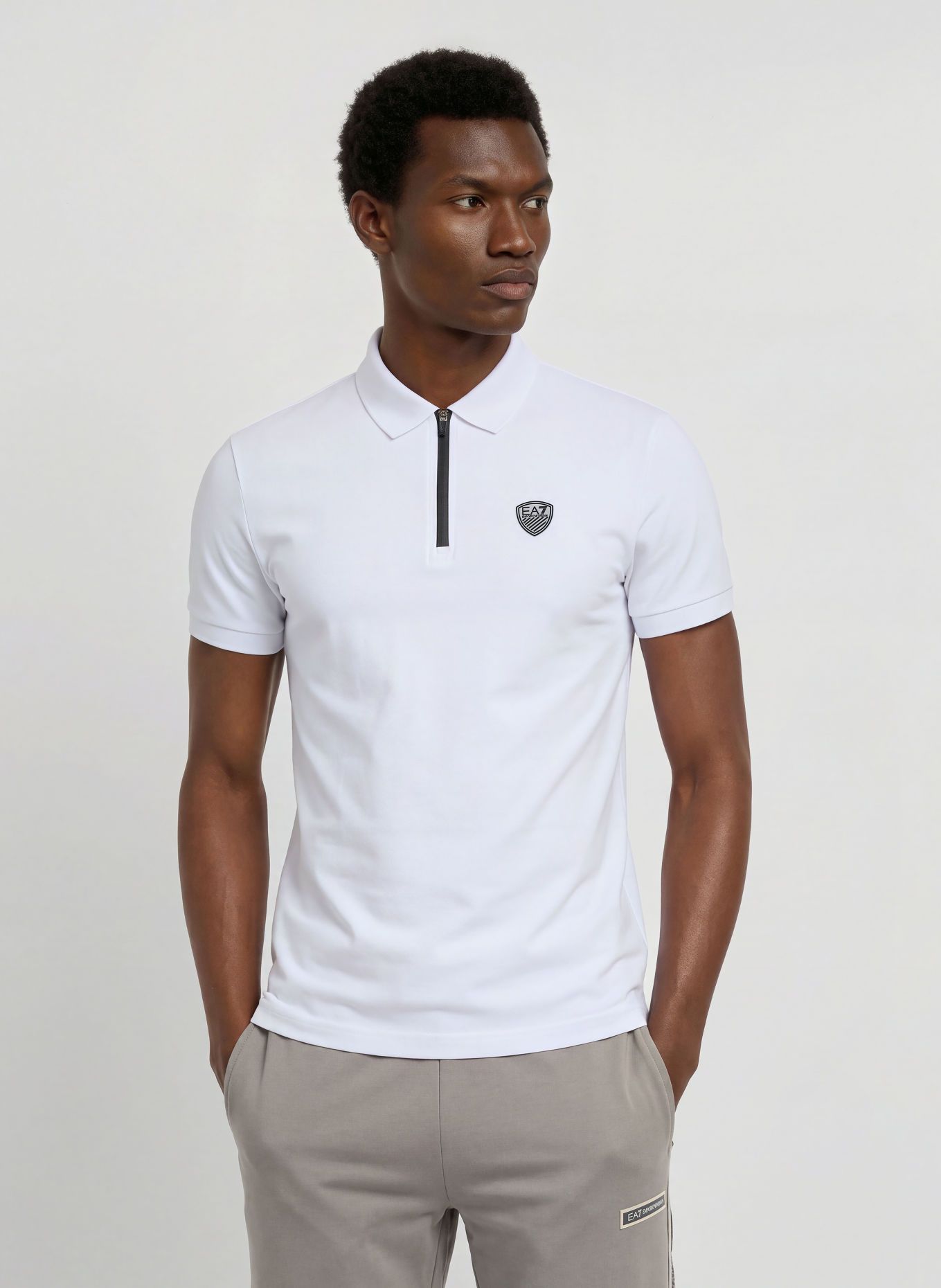 EA7 EMPORIO ARMANI Jersey-poloshirt TRAIN: WIT