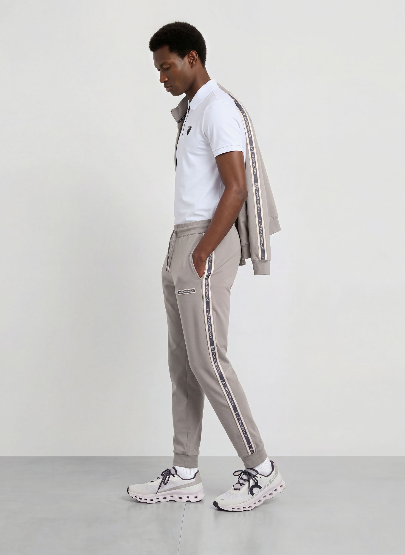 EA7 EMPORIO ARMANI Jersey-poloshirt TRAIN: WIT
