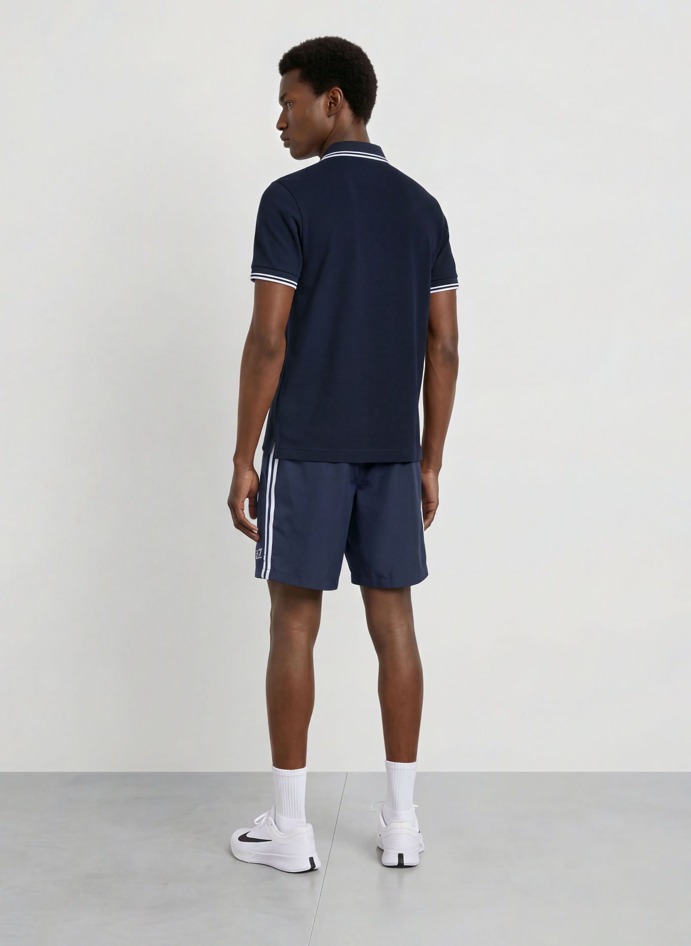 EA7 EMPORIO ARMANI Funktions-Poloshirt: DUNKELBLAU / WEISS