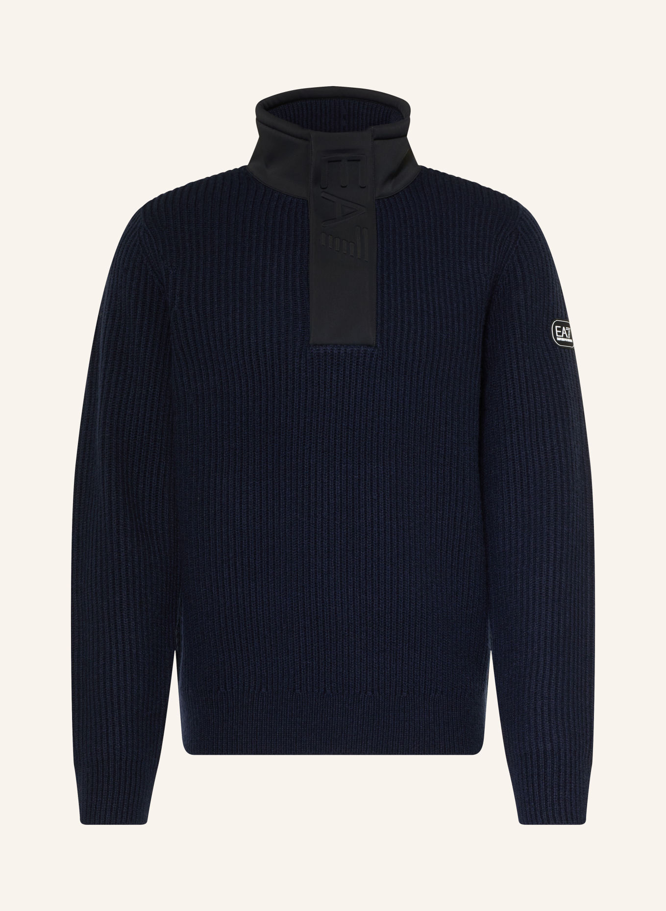 EA7 EMPORIO ARMANI Half-zip sweater: BLACK / DARK BLUE