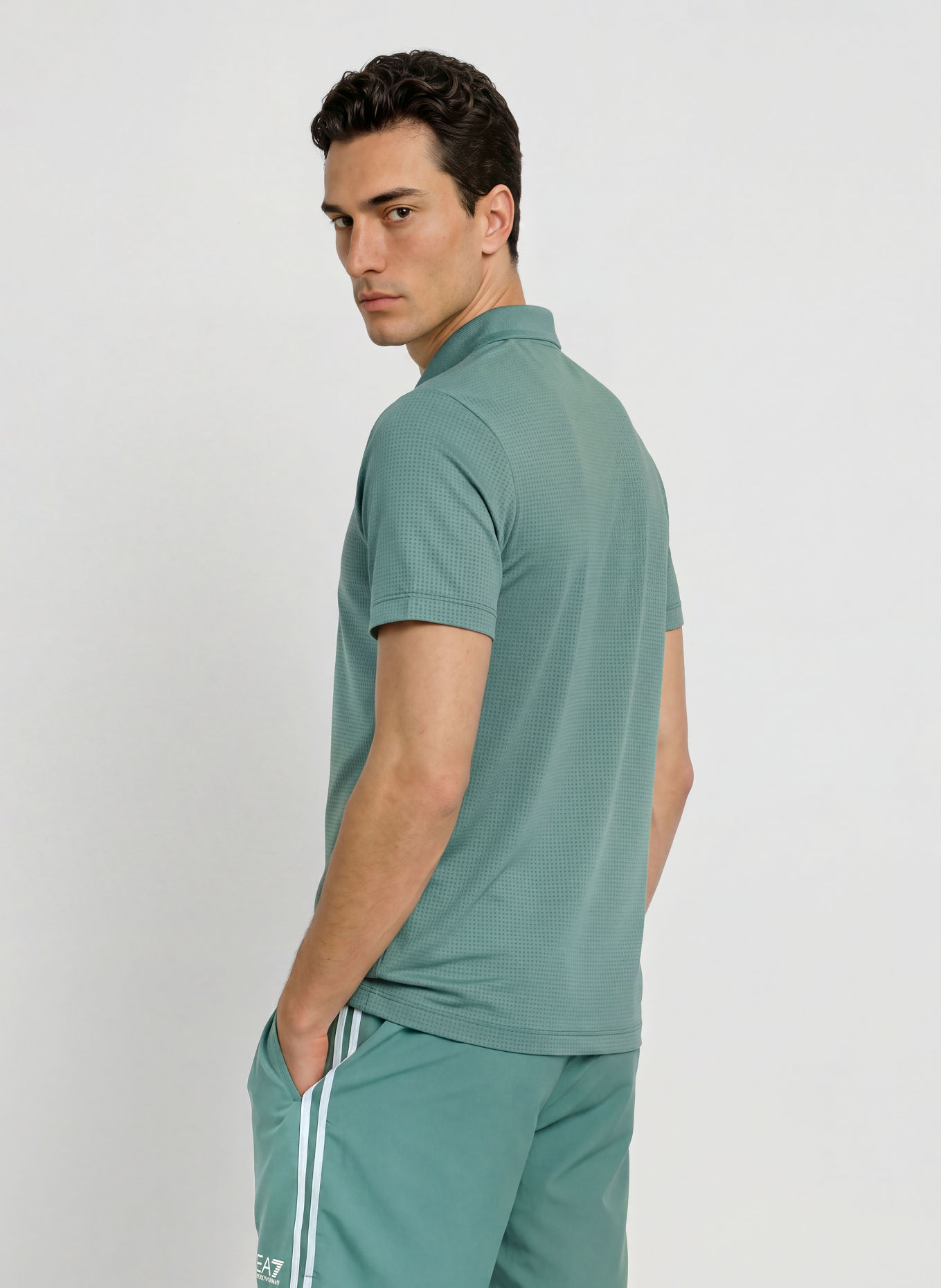EA7 EMPORIO ARMANI Funktions-Poloshirt Regular Fit: GRÜN / BEIGE