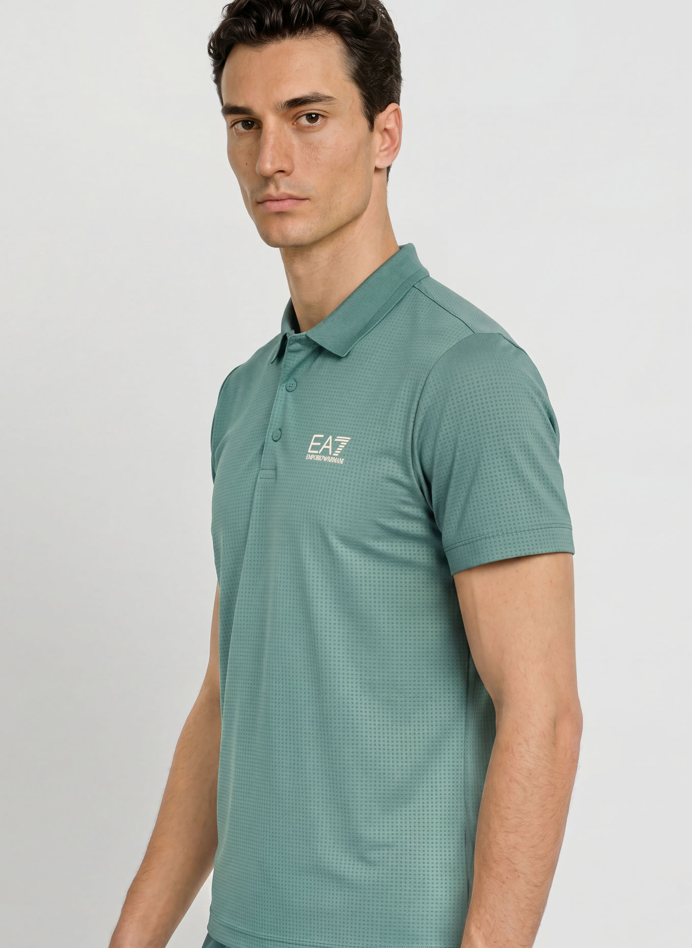 EA7 EMPORIO ARMANI Funktions-Poloshirt Regular Fit: GRÜN / BEIGE