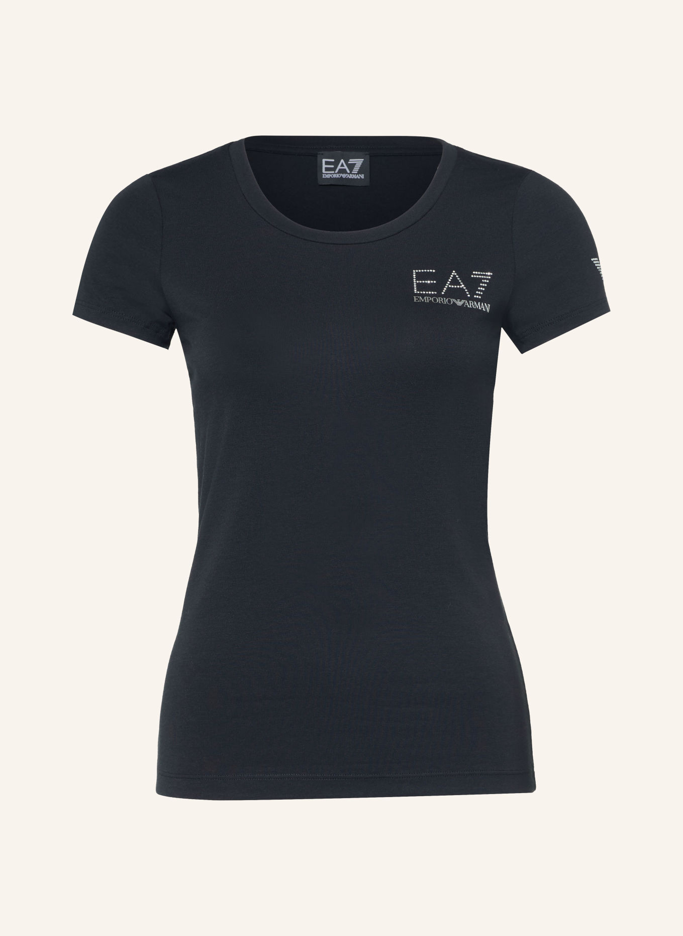 EA7 EMPORIO ARMANI T-Shirt TRAIN EVOLUTION mit Schmucksteinen: SCHWARZ