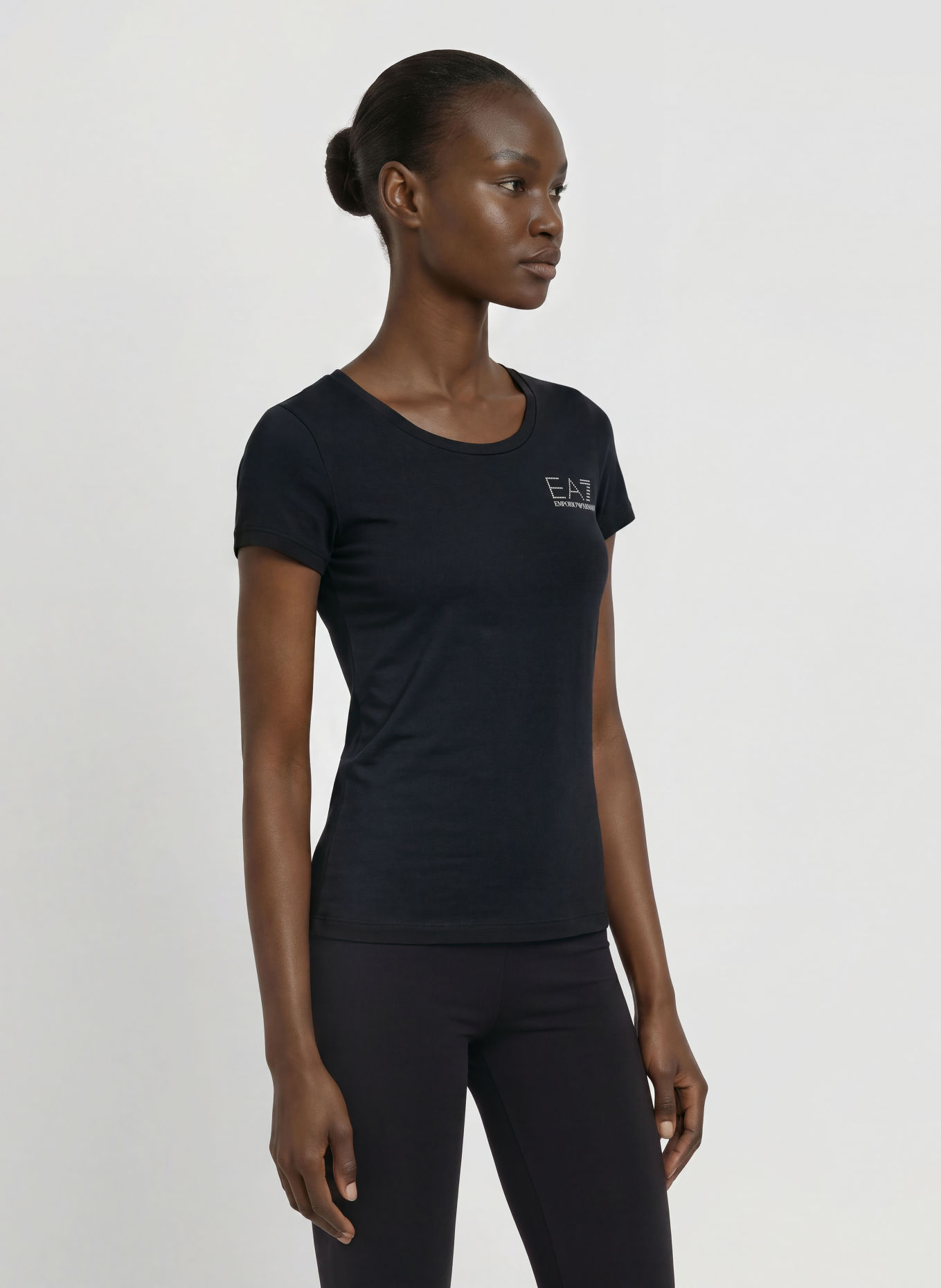 EA7 EMPORIO ARMANI T-Shirt TRAIN EVOLUTION mit Schmucksteinen: SCHWARZ