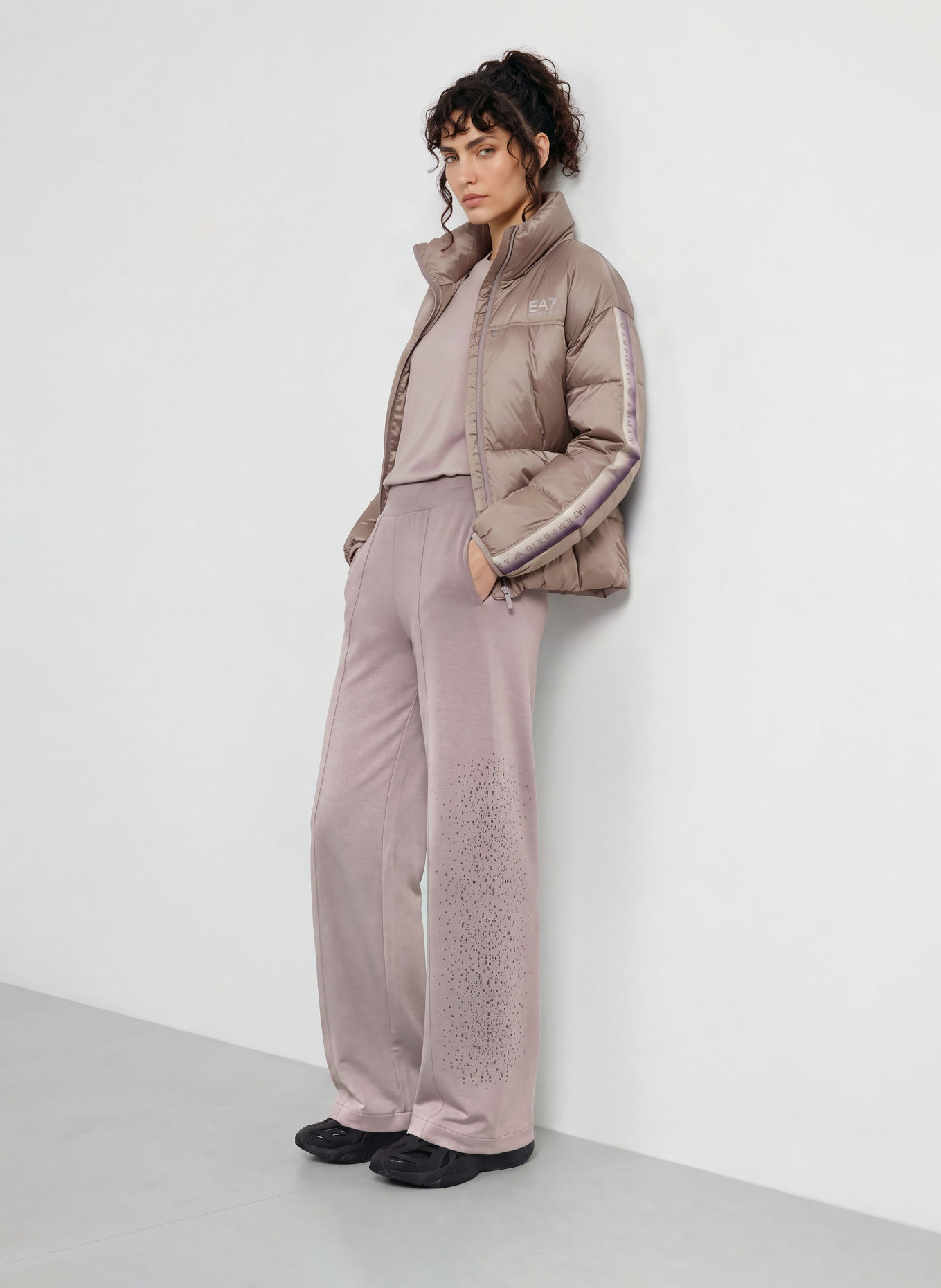 EA7 EMPORIO ARMANI Sweatpants met sierstenen: TAUPE