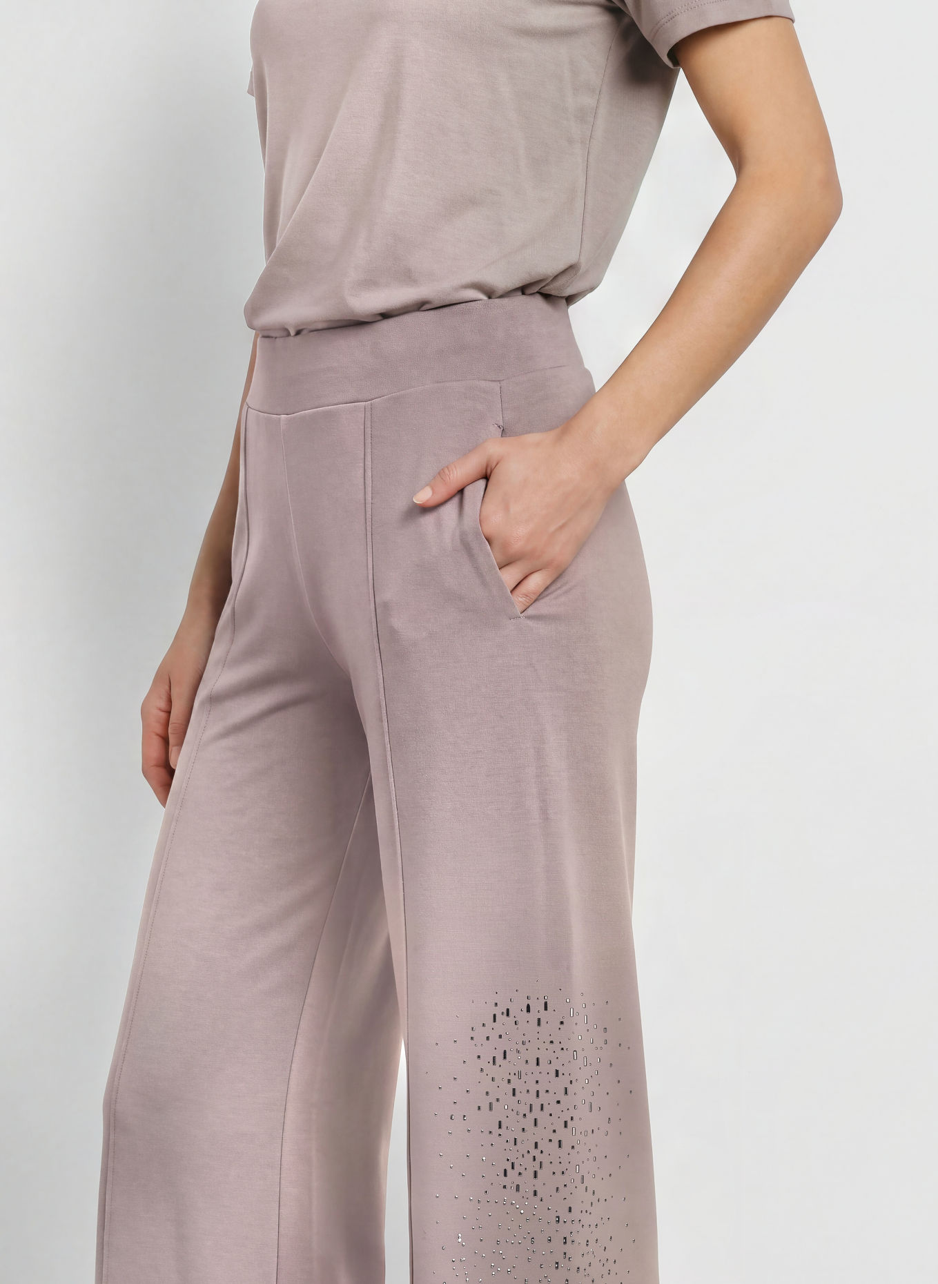 EA7 EMPORIO ARMANI Sweatpants met sierstenen: TAUPE