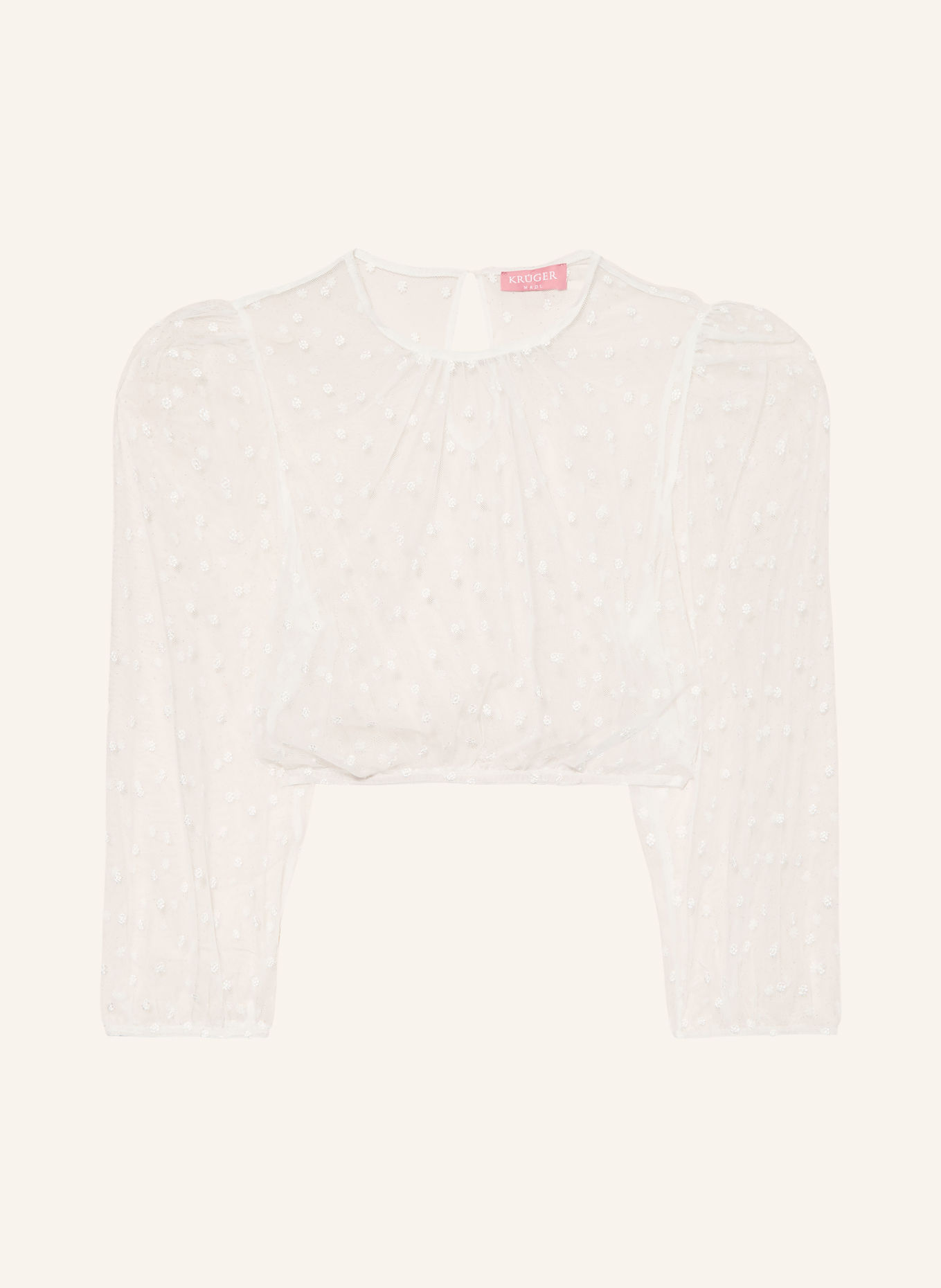 KRÜGER Dirndlblouse METTE van mesh met 3/4-mouwen: ECRU