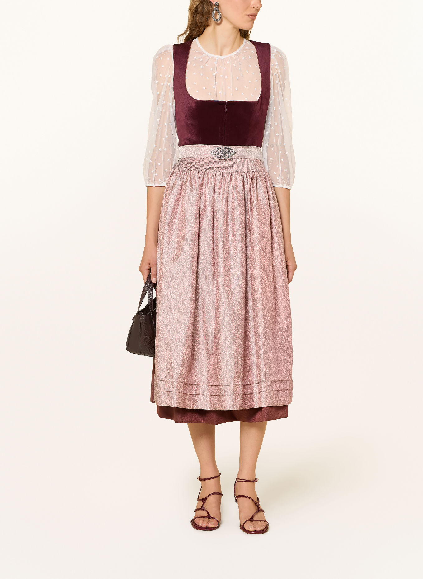 KRÜGER Dirndlblouse METTE van mesh met 3/4-mouwen: ECRU