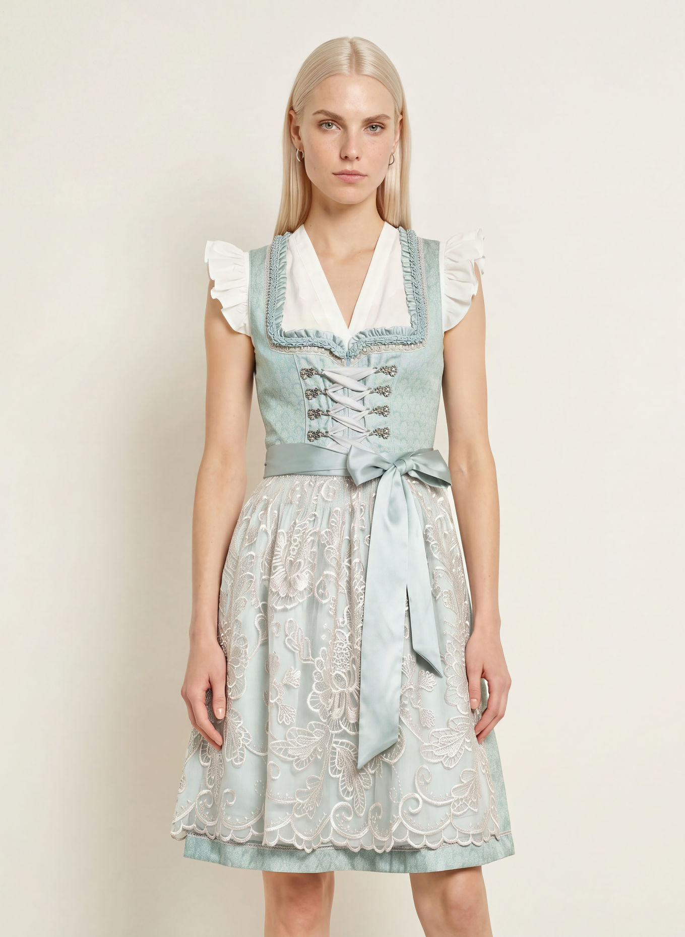 KRÜGER Dirndl LILINOE: TÜRKIS / SILBER