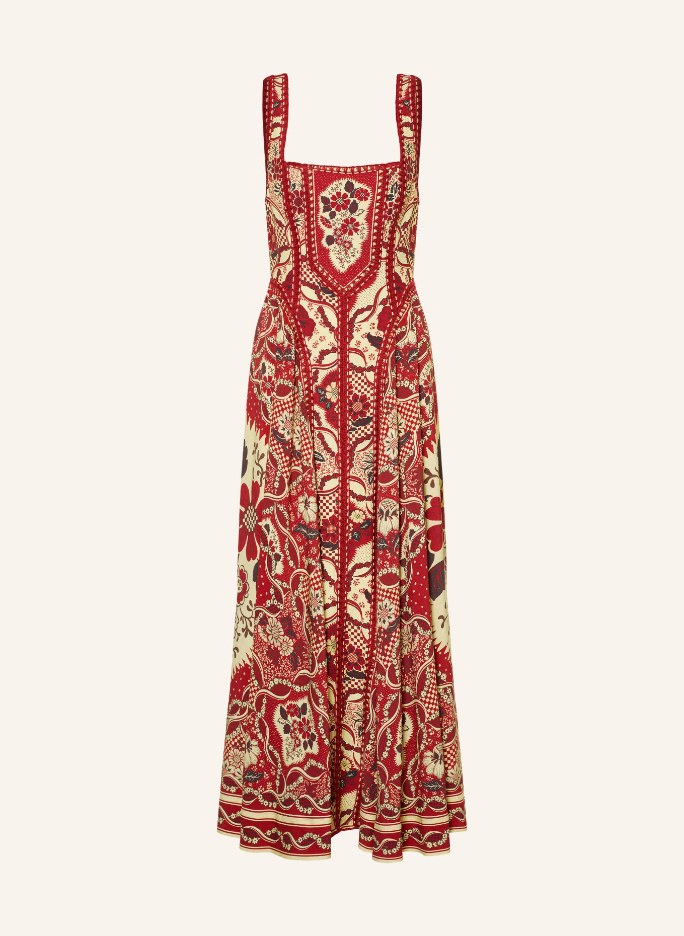 ALÉMAIS KENNY Dress: RED / DARK BROWN / LIGHT YELLOW