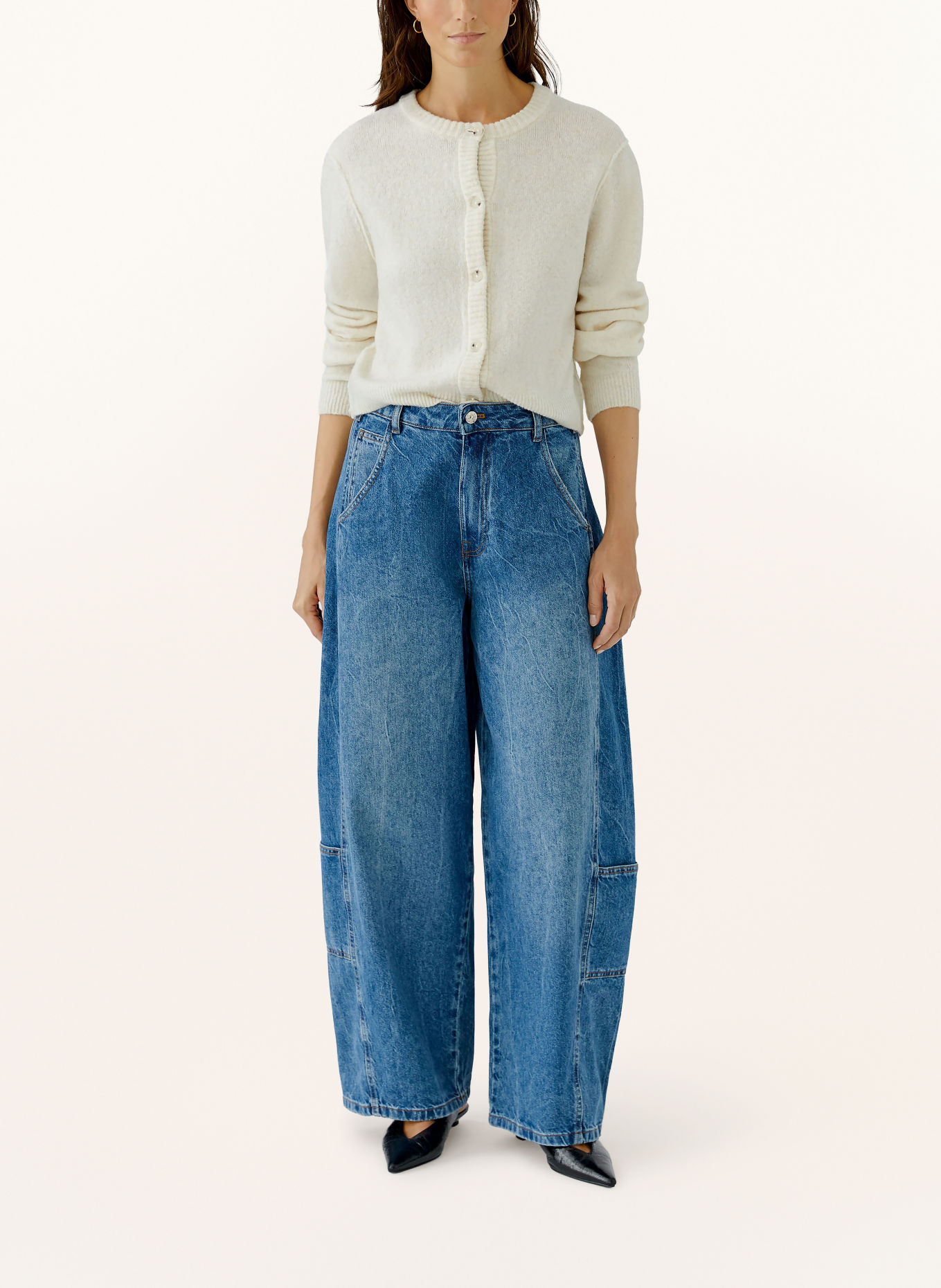 Oui Cargo jeans: 5455 midmidblue denim