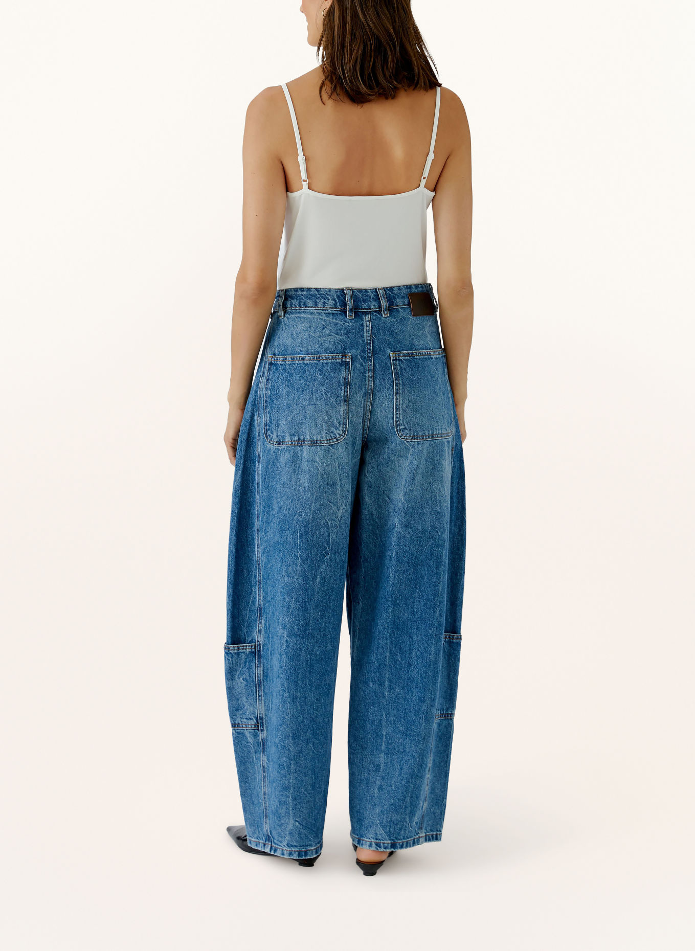 Oui Cargo jeans: 5455 midmidblue denim