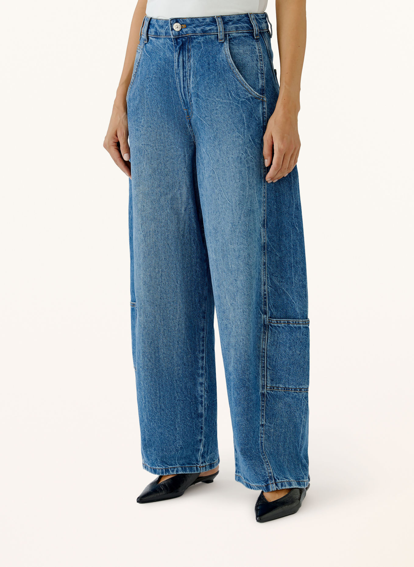 Oui Cargo jeans: 5455 midmidblue denim