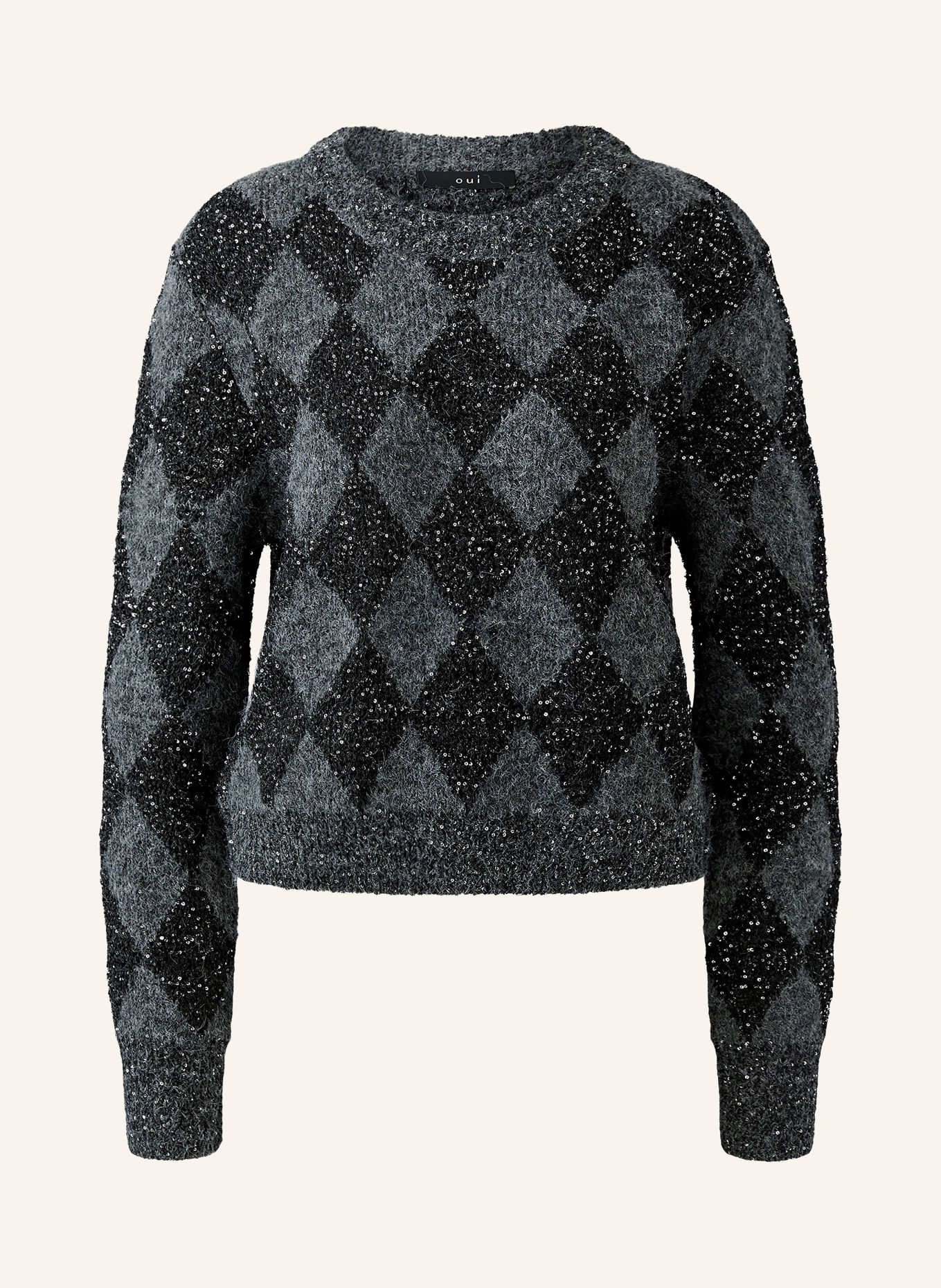 Oui Sequin Sweater: DARK GRAY