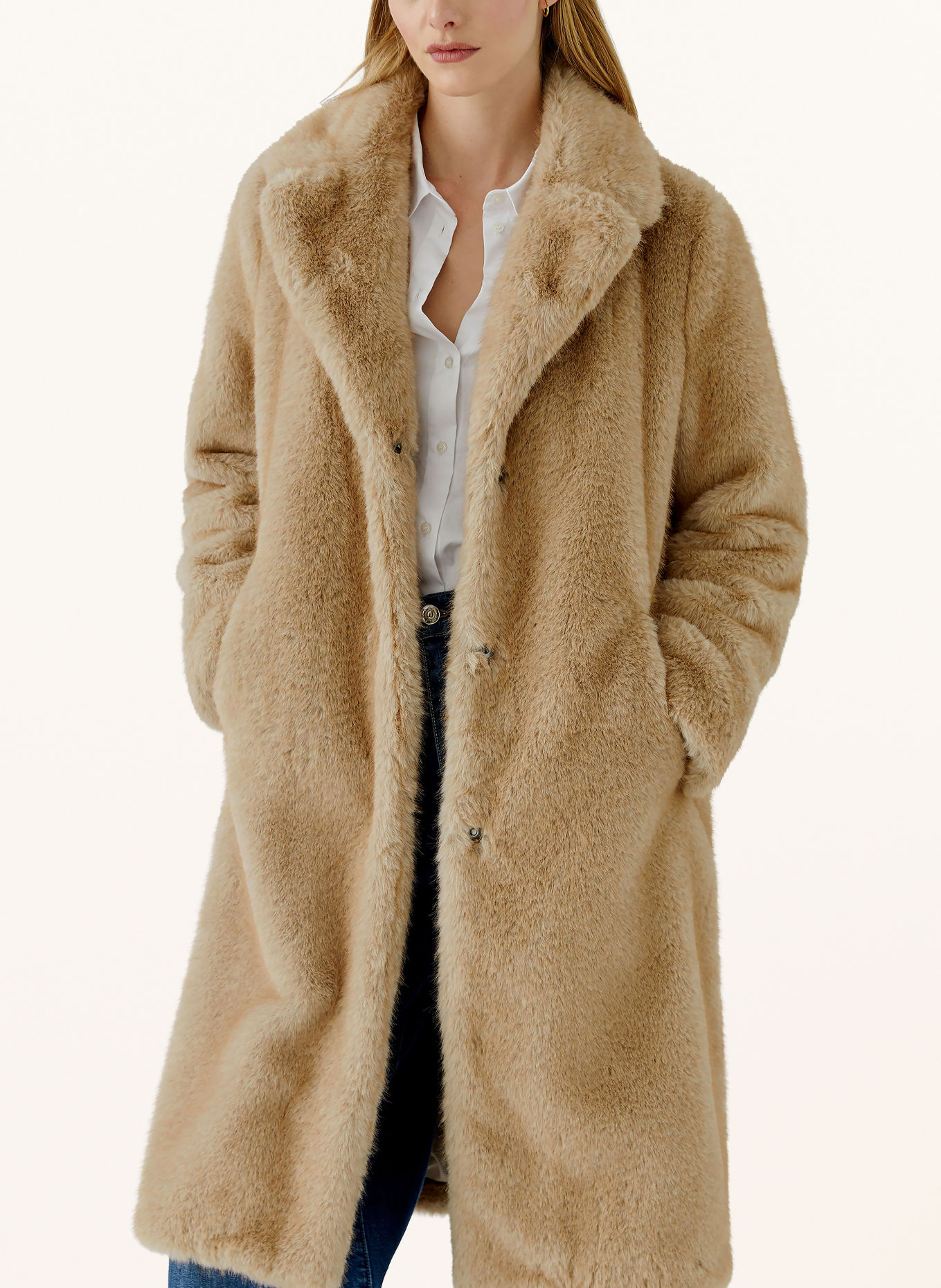 oui Manteau en fausse fourrure: BEIGE