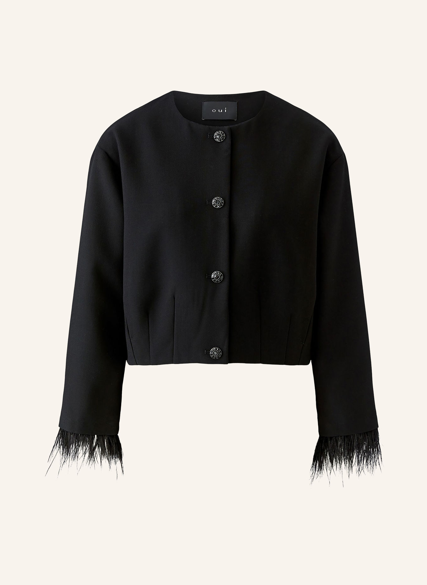 oui Kastenjacke mit Schmucksteinen: SCHWARZ