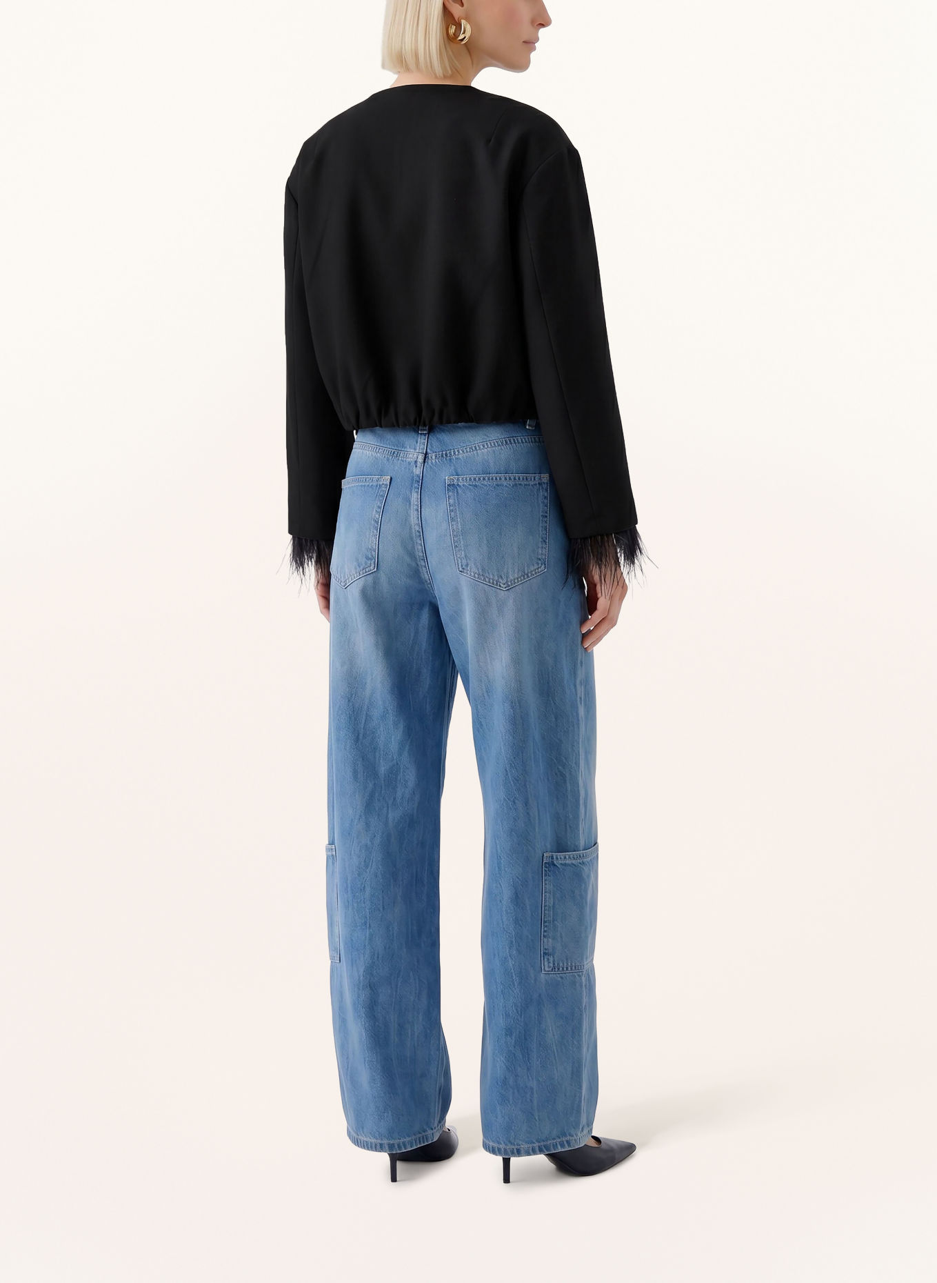 oui Kastenjacke mit Schmucksteinen: SCHWARZ