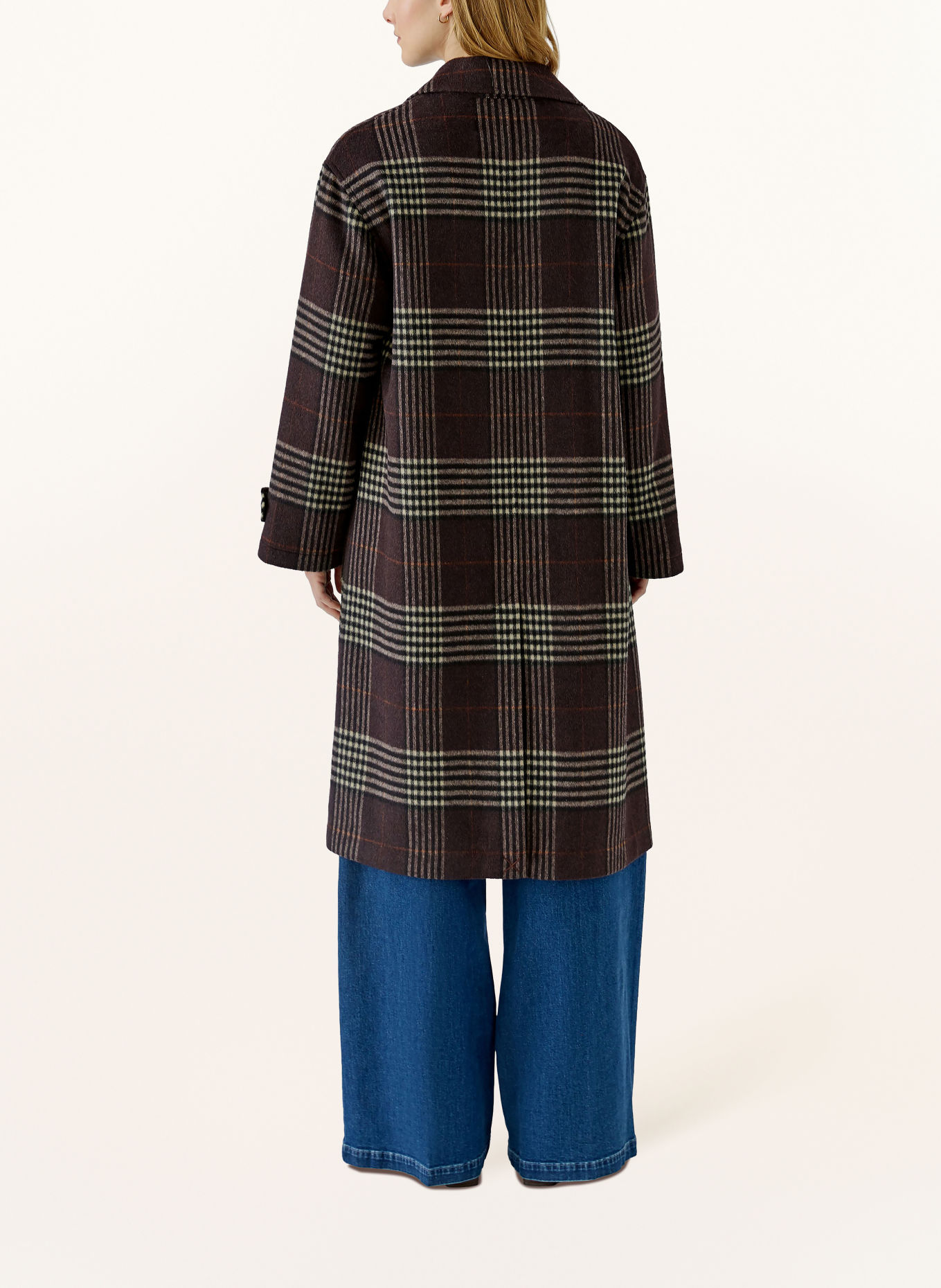 oui Coat: DARK BROWN / BEIGE / RED